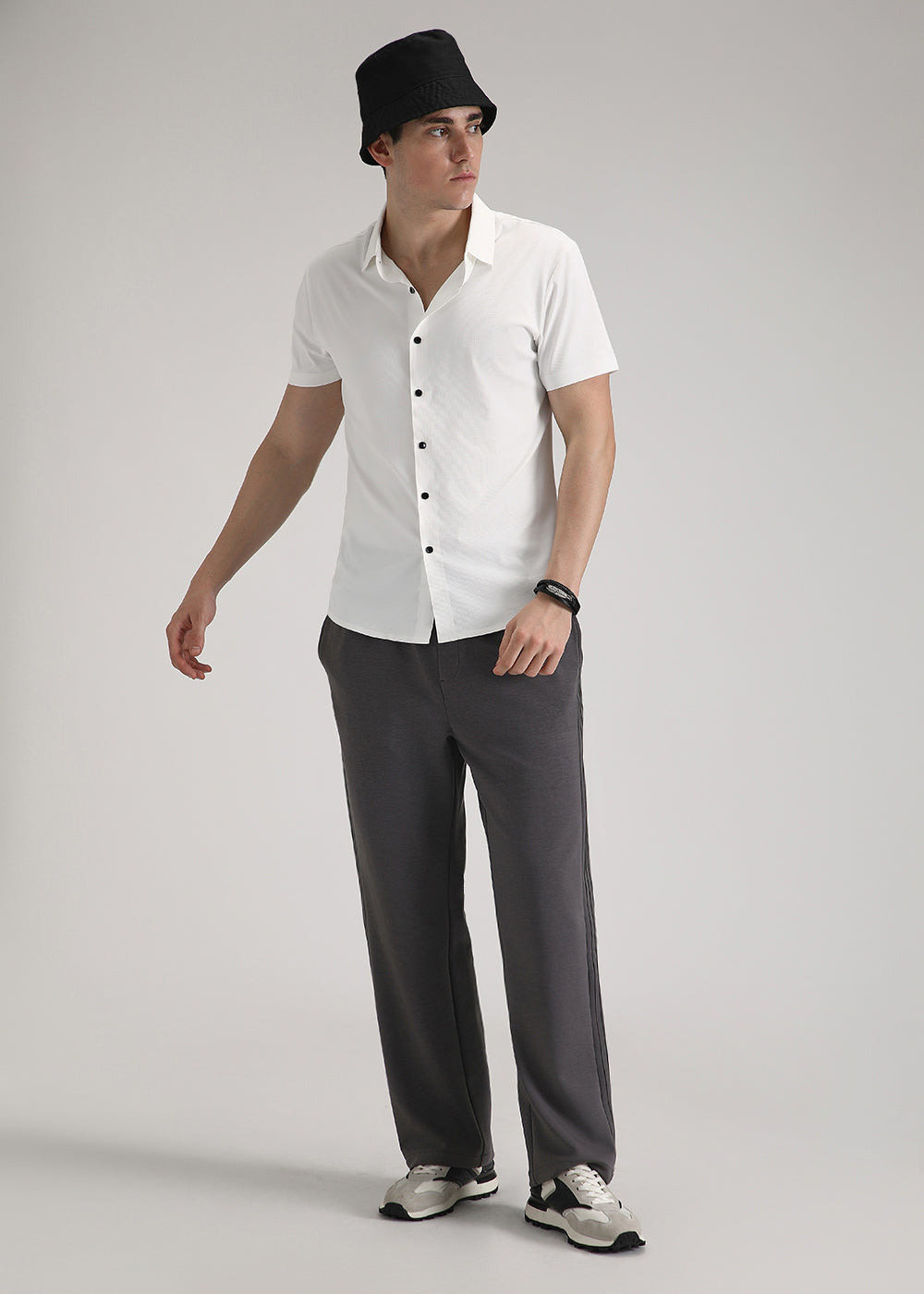 White Self Patterned Stitchless Shirt