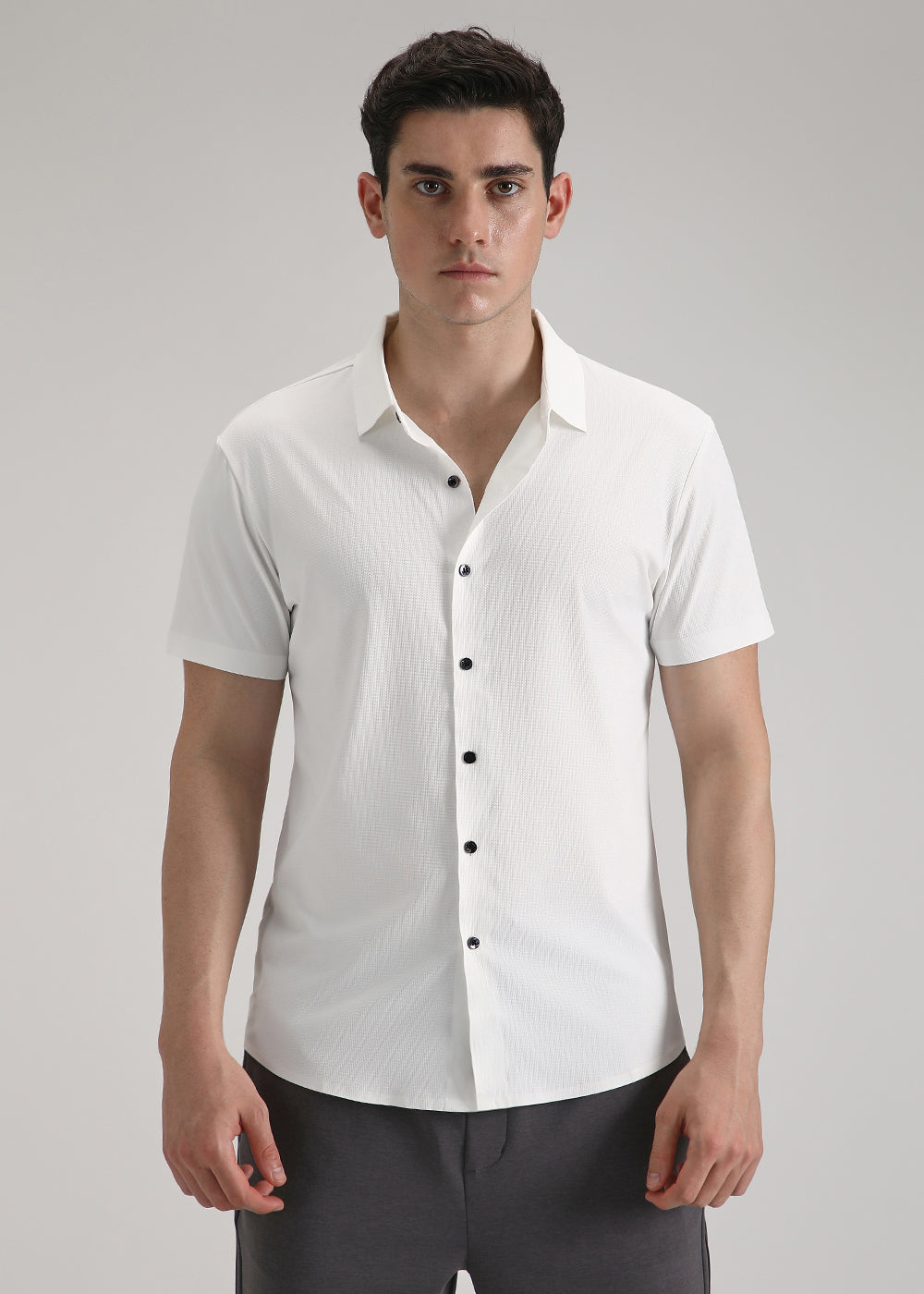 White Self Patterned Stitchless Shirt