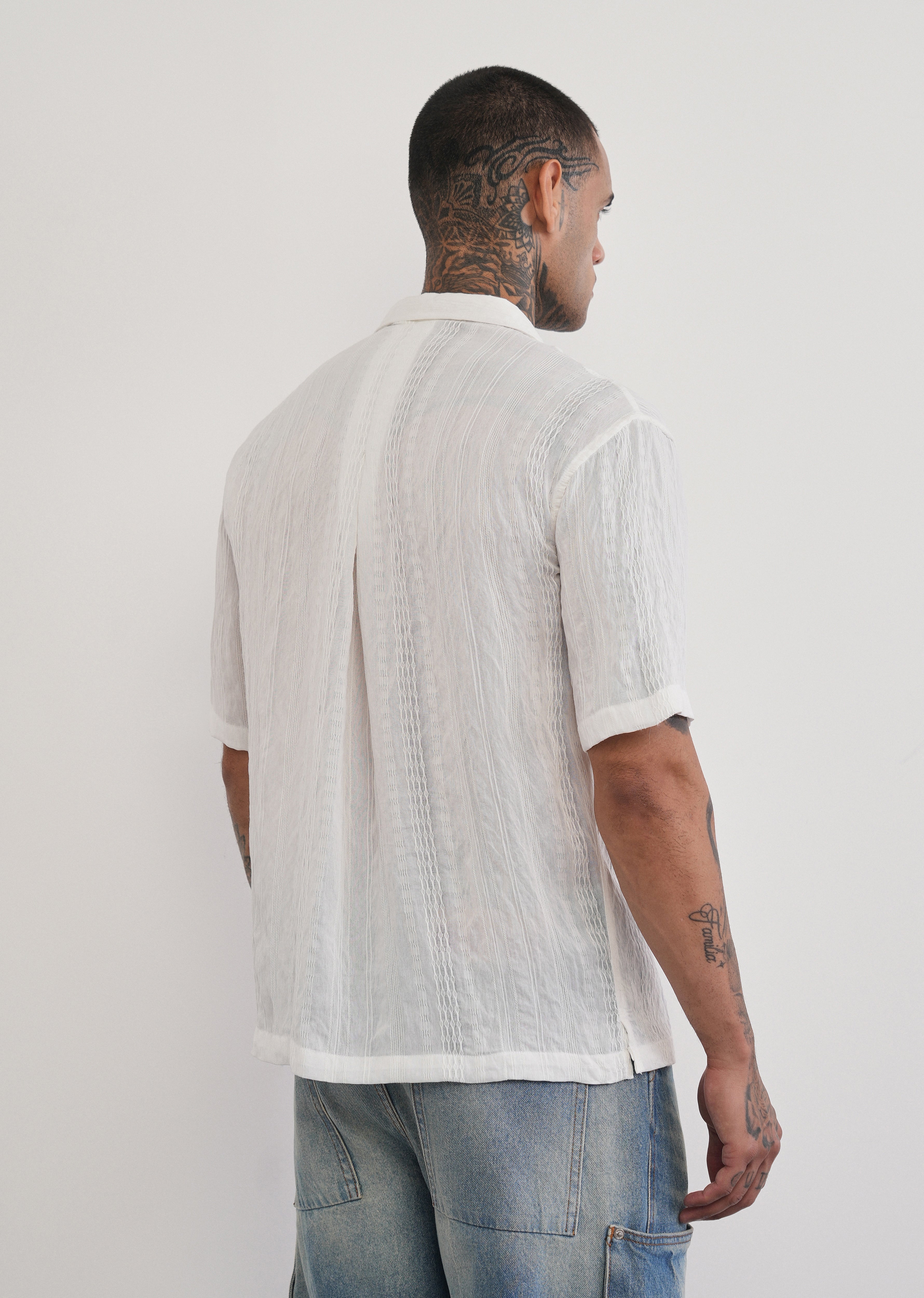 White Self Patterned Shirt