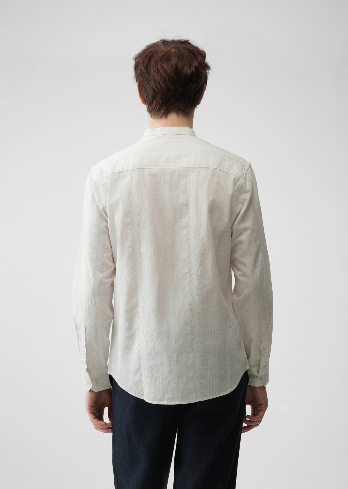 White Self Stripe Cotton Shirt