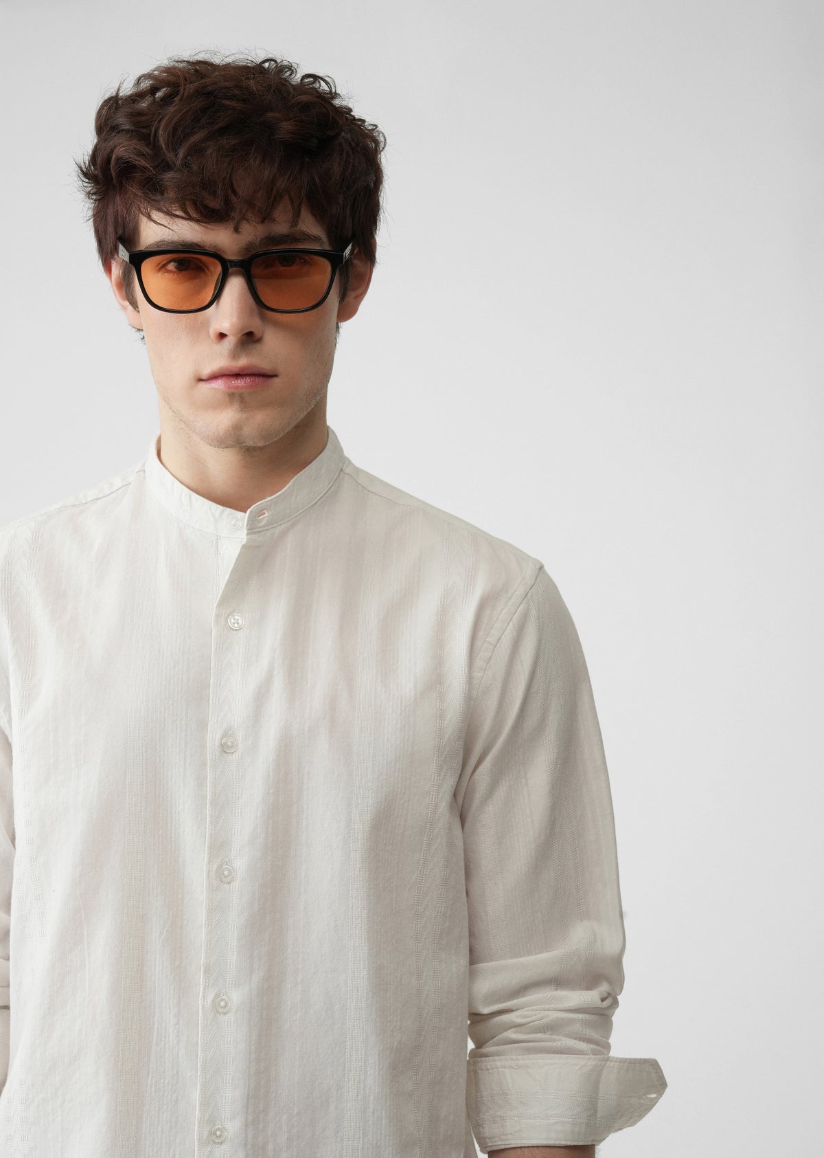 White Self Stripe Cotton Shirt