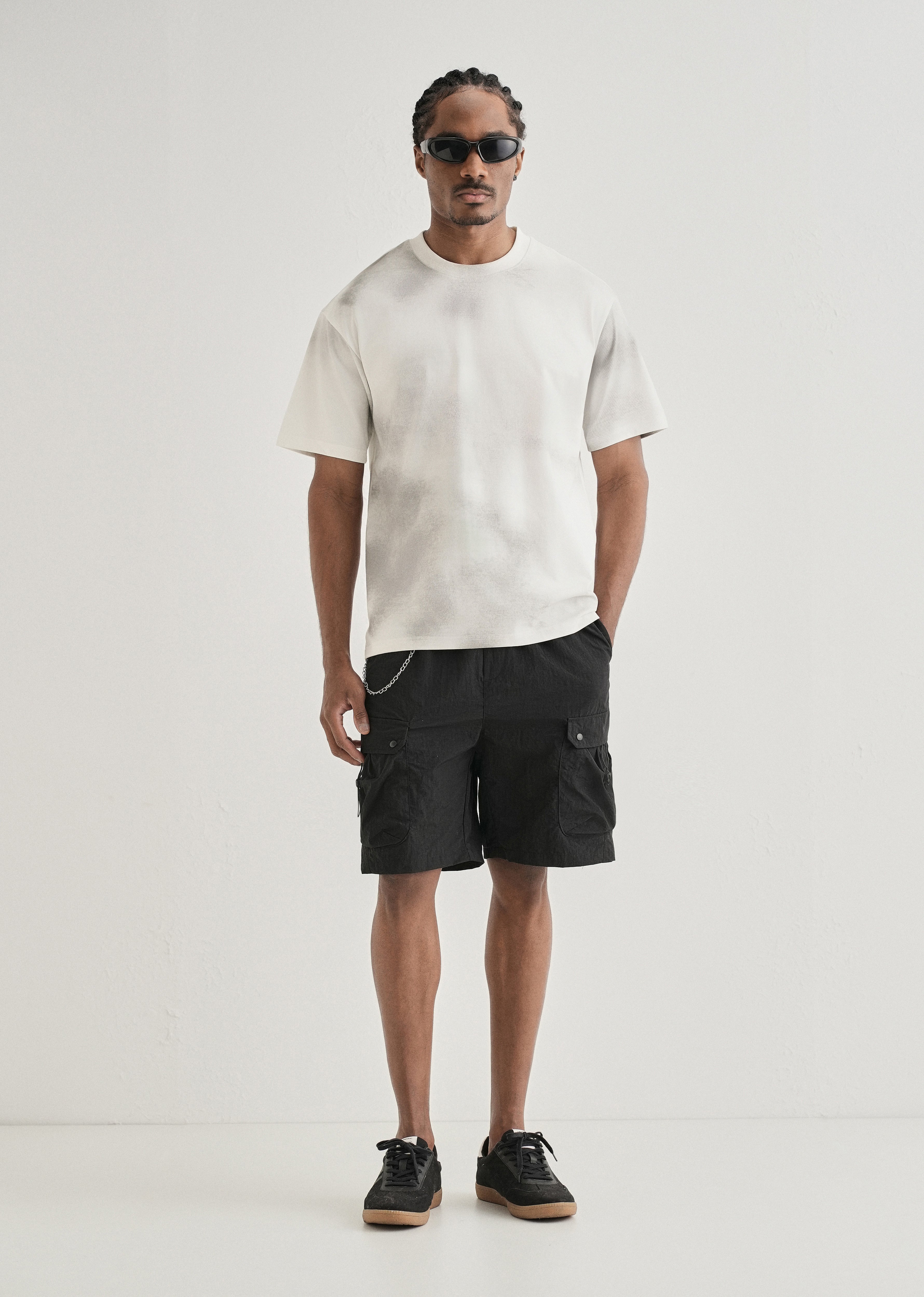 White Smudge Wash Oversized T-shirt