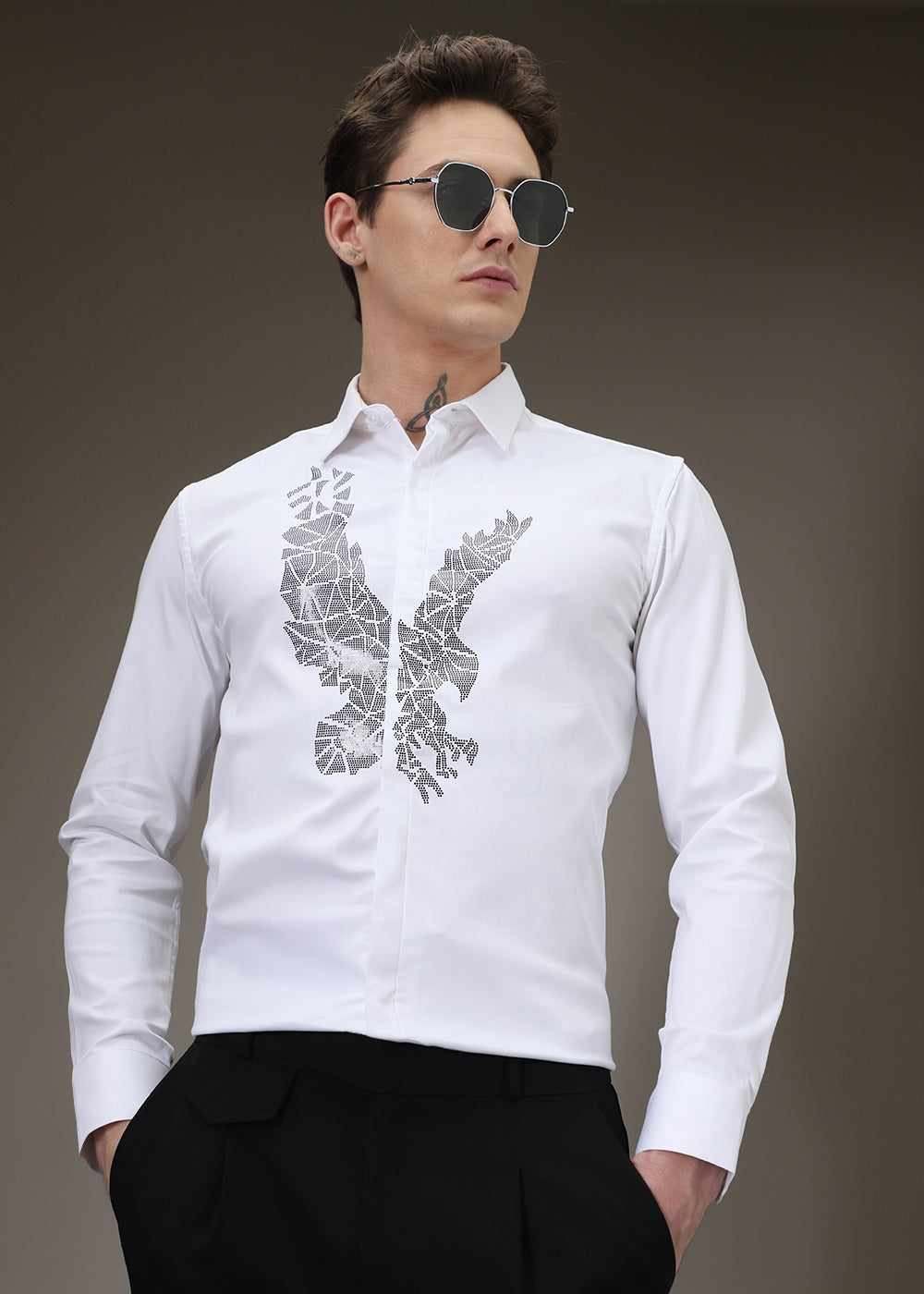 White Soar Eagle Sequenced Shirt