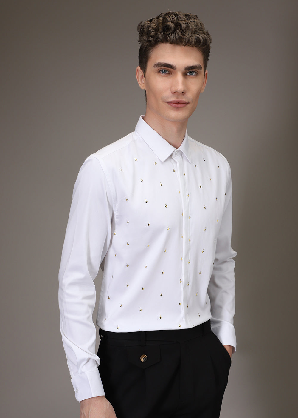 White Sparkler Designer Shirt