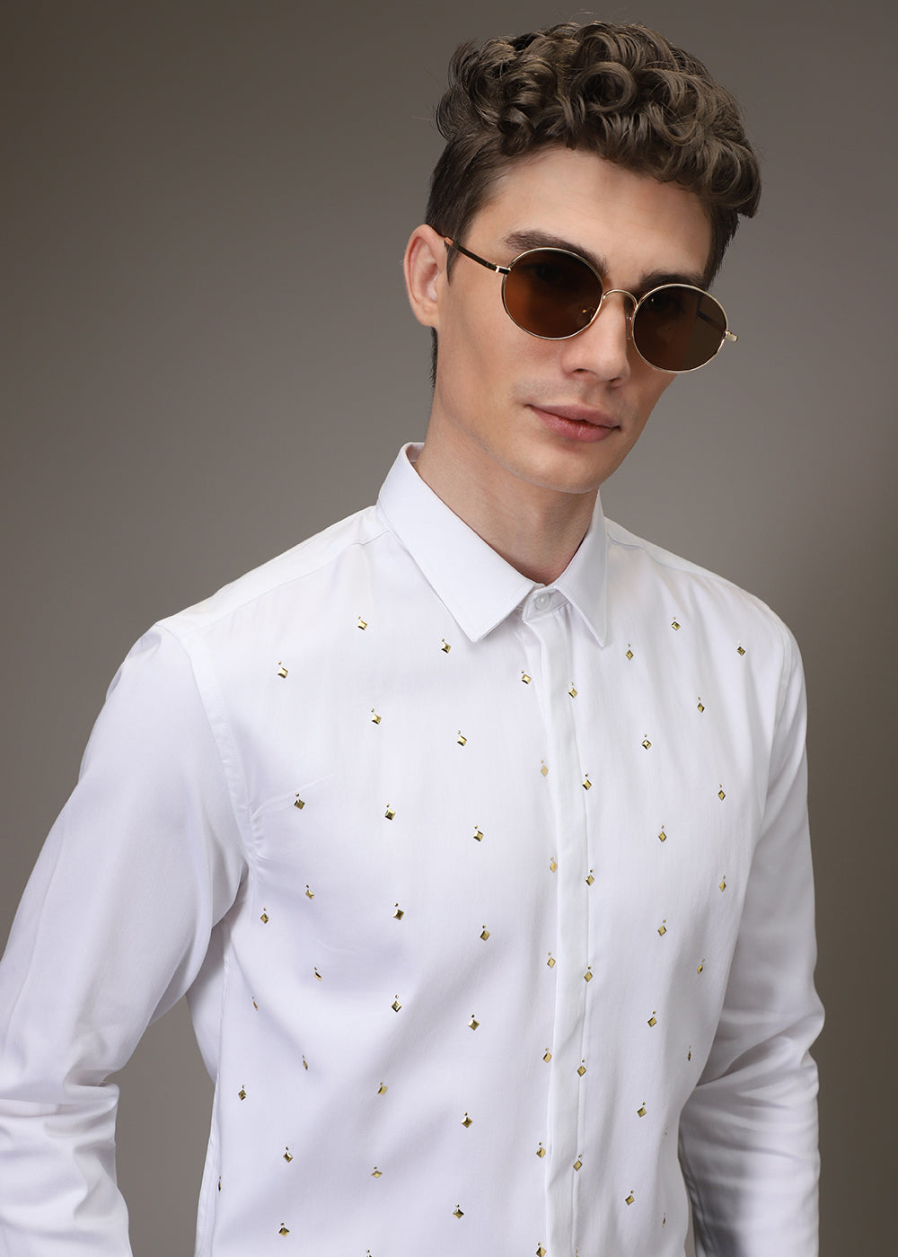 White Sparkler Designer Shirt