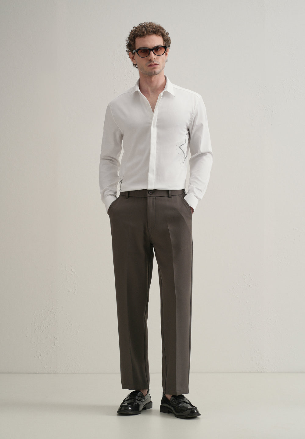 White Sequence Star Designer Shirt