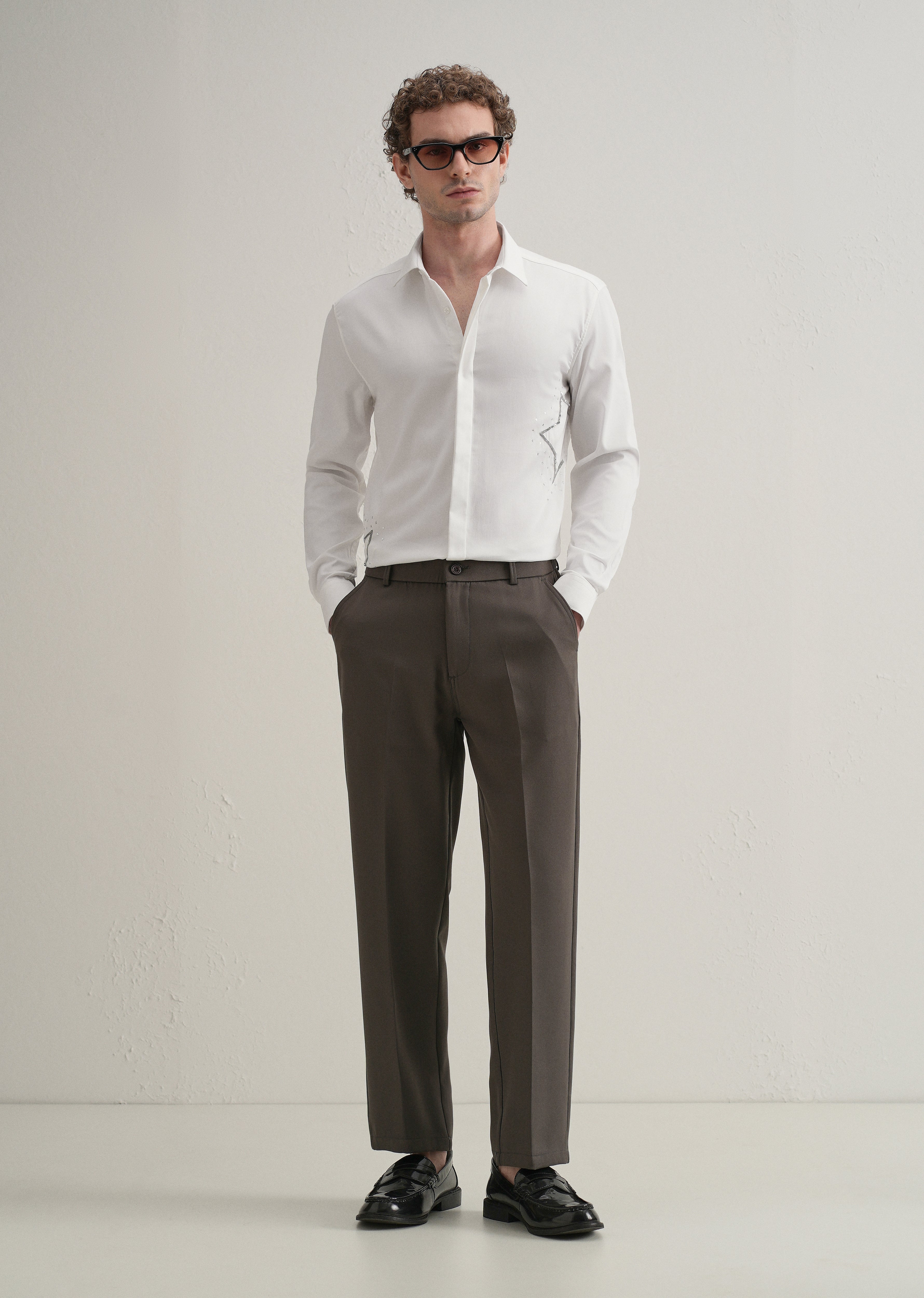 White Sequence Star Designer Shirt