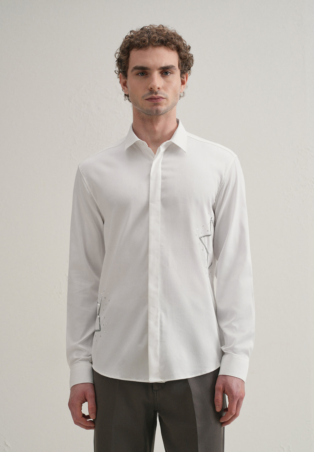 White Sequence Star Designer Shirt