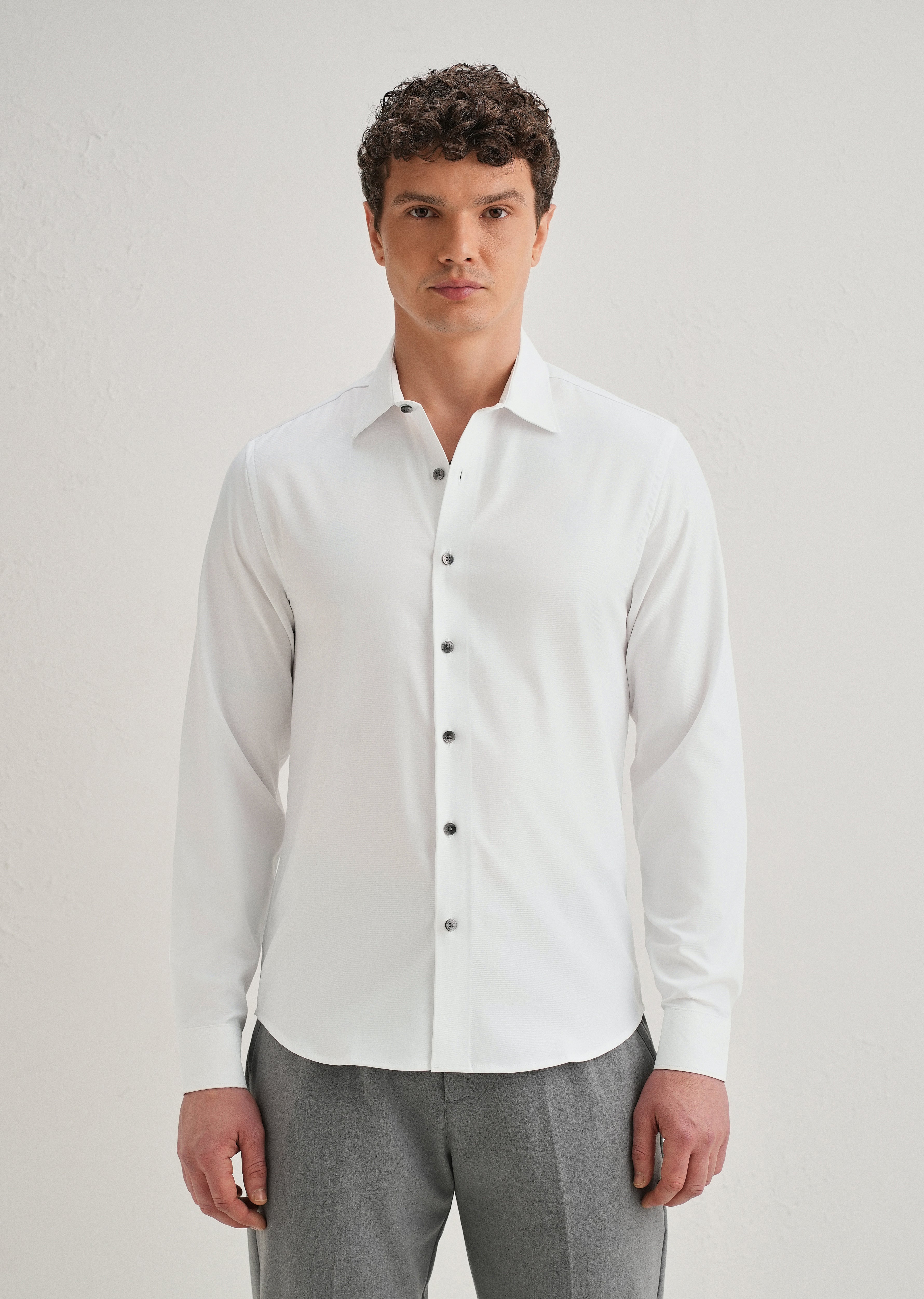 White Stitchless Placket Plain Shirt