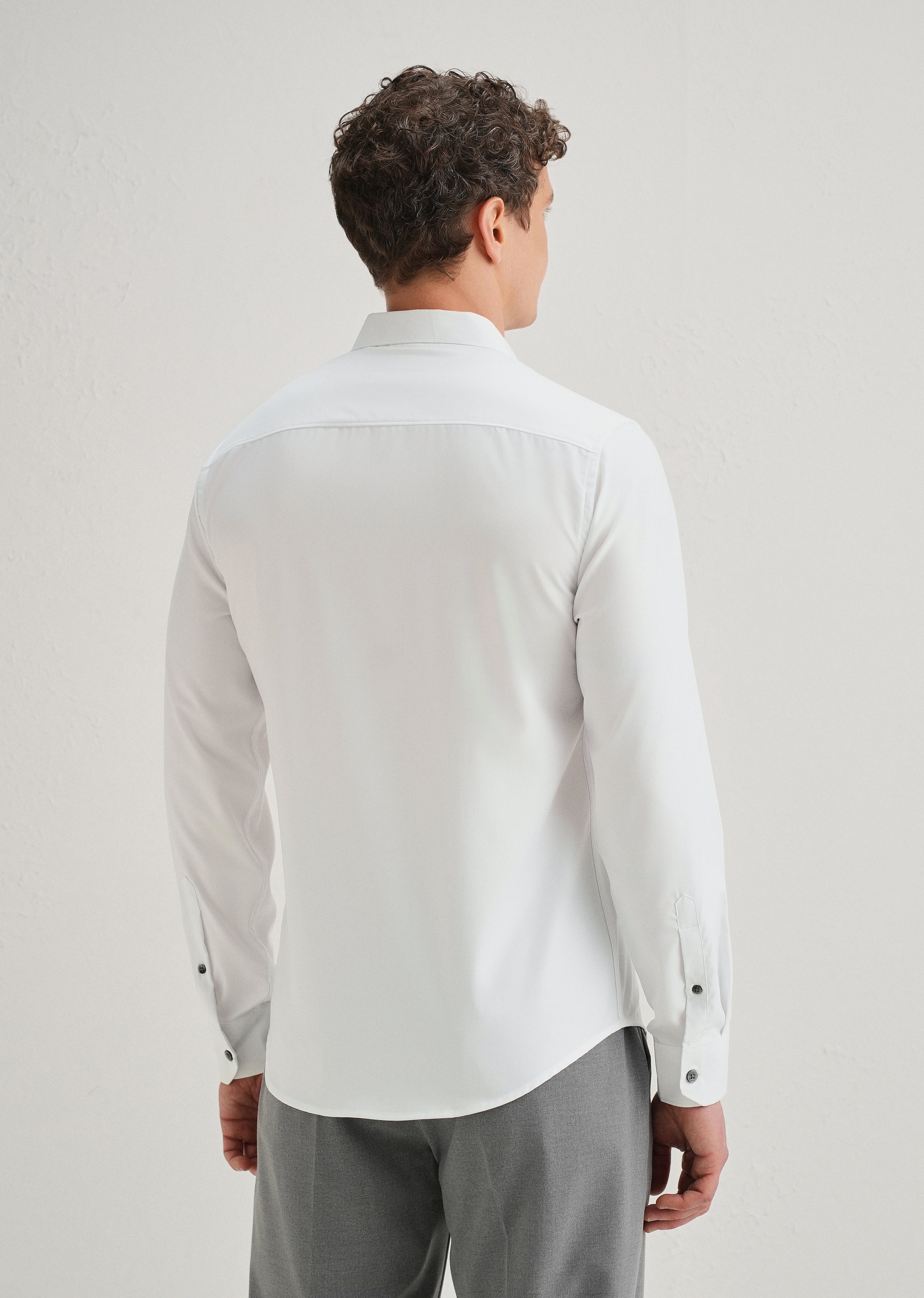 White Stitchless Placket Plain Shirt