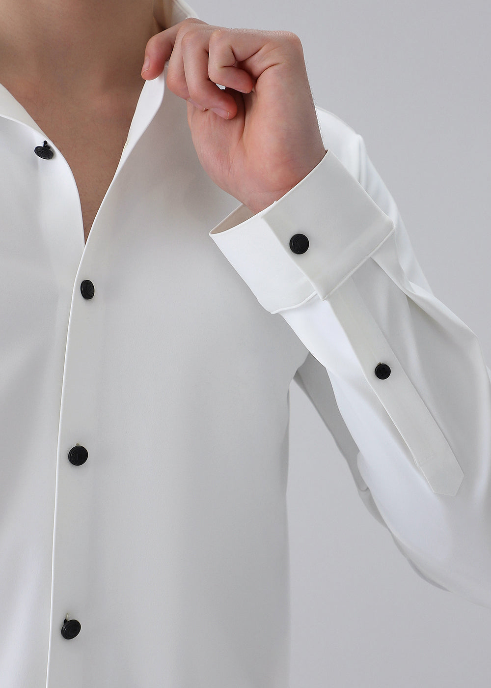 White Plain Stitchless Stretch Shirt