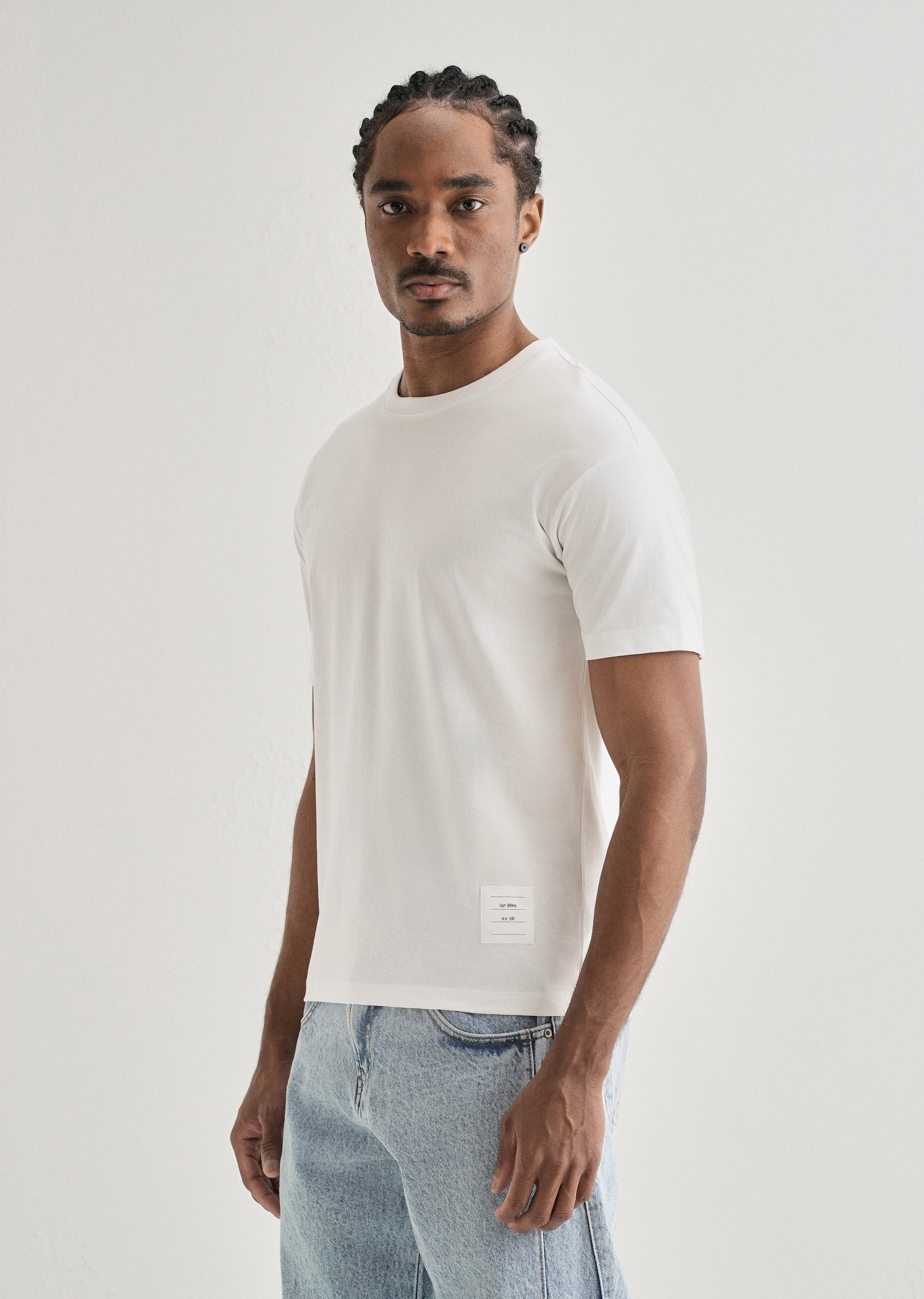 White Stripe Back Yoke T-shirt