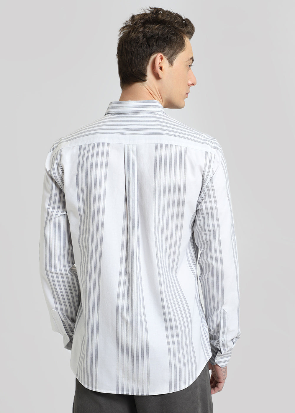 White Oxford Stripe Cotton Shirt