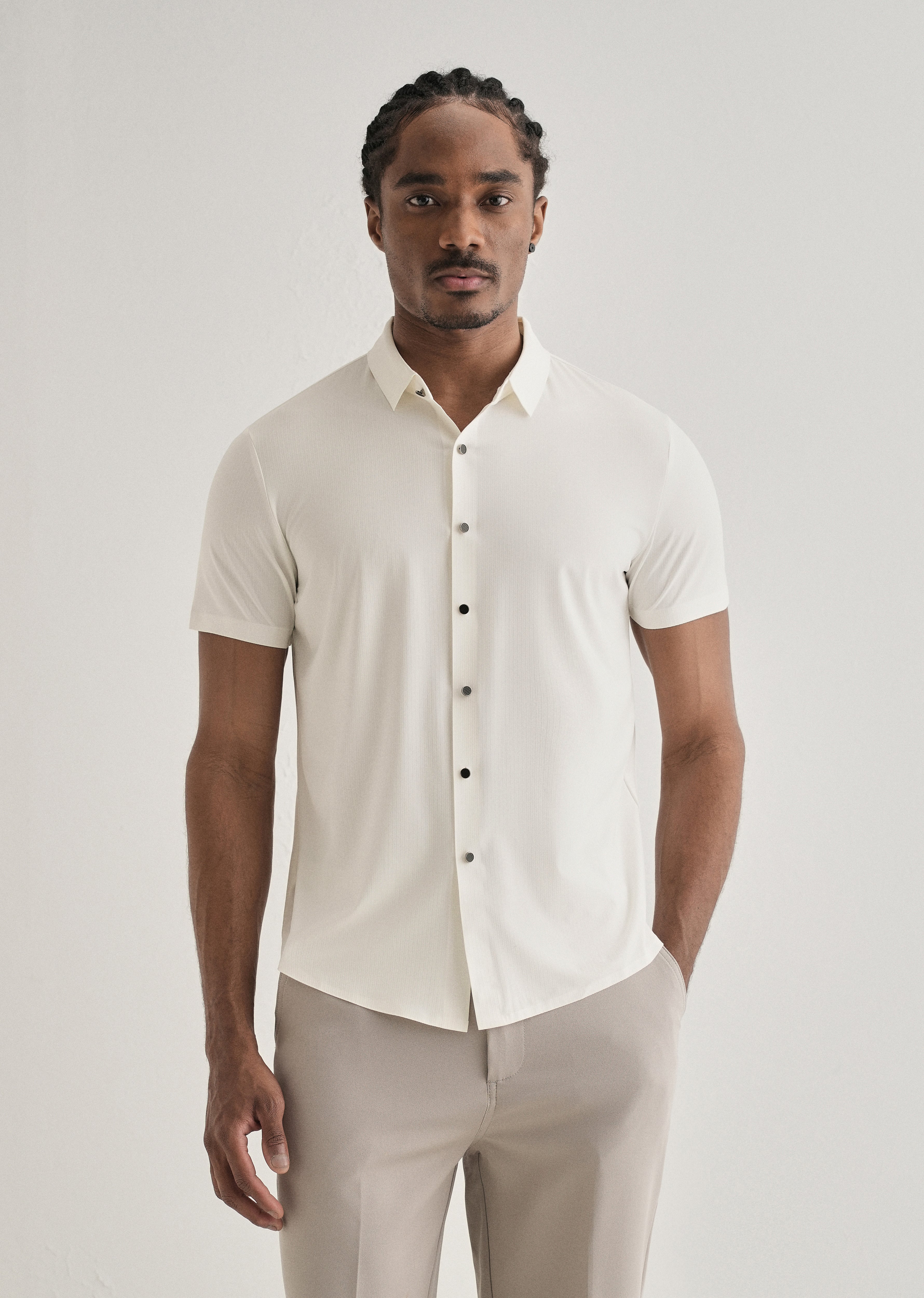 White Stripe Seamless Shirt