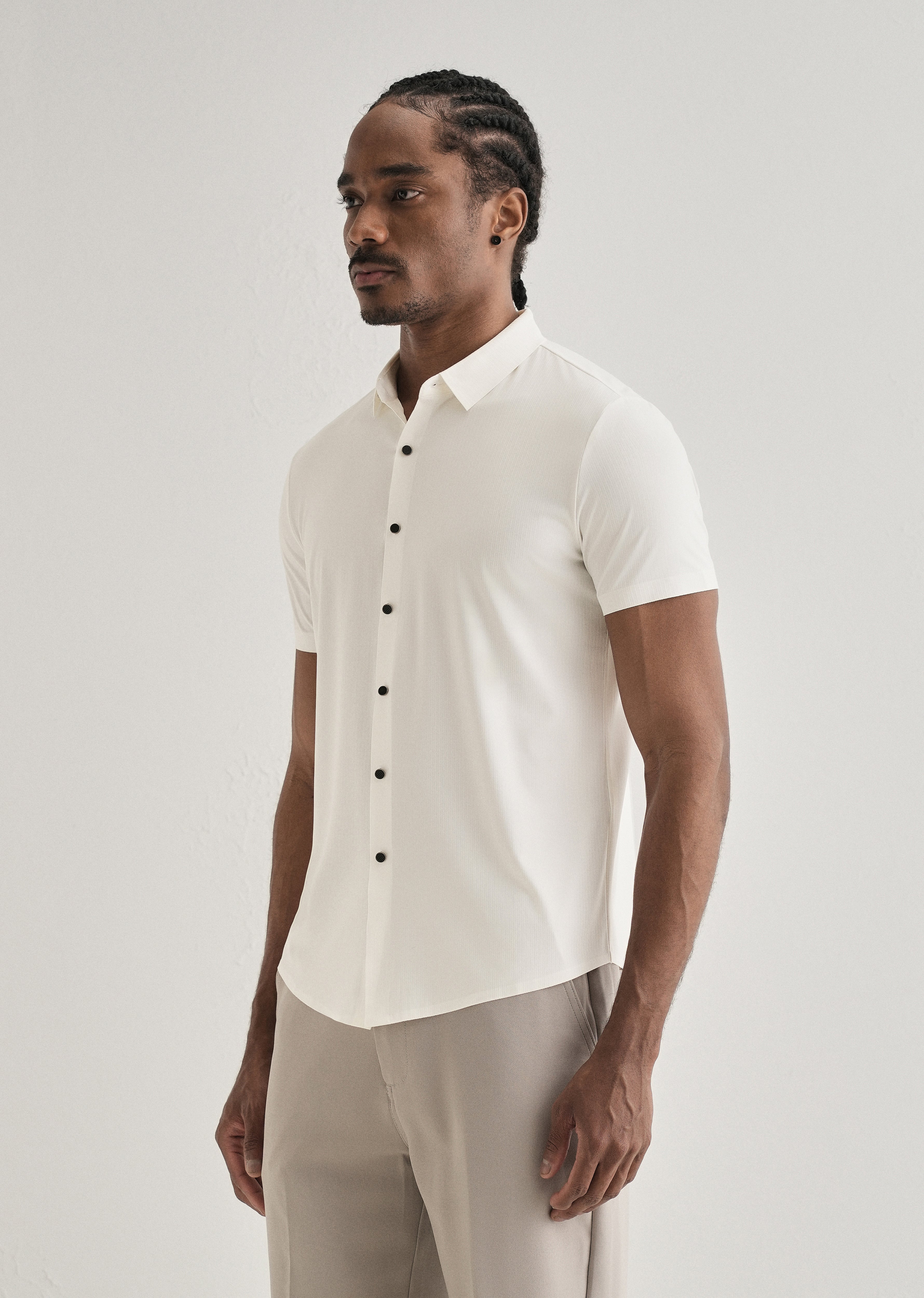 White Stripe Seamless Shirt