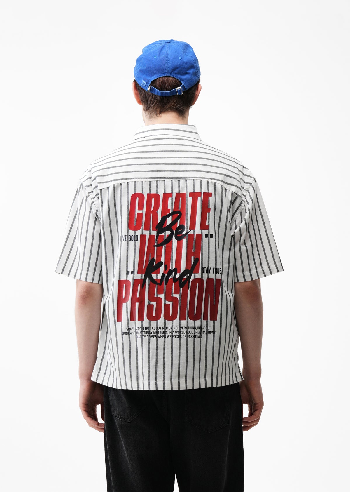 White Striped Graphic Boxy Shirt