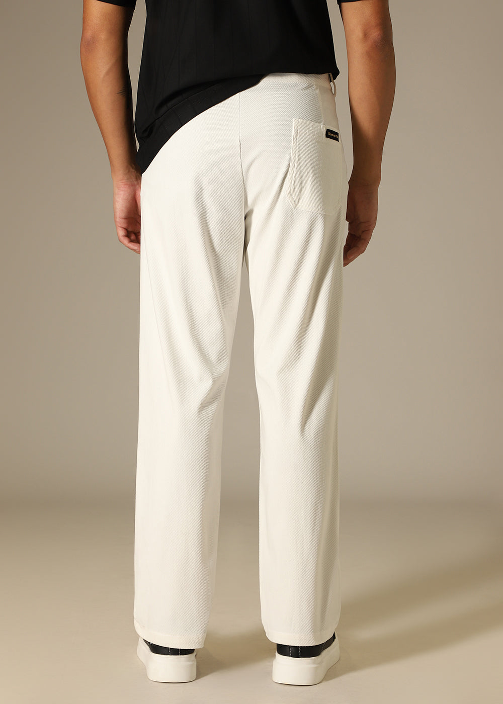 White Textured Corduroy Pant