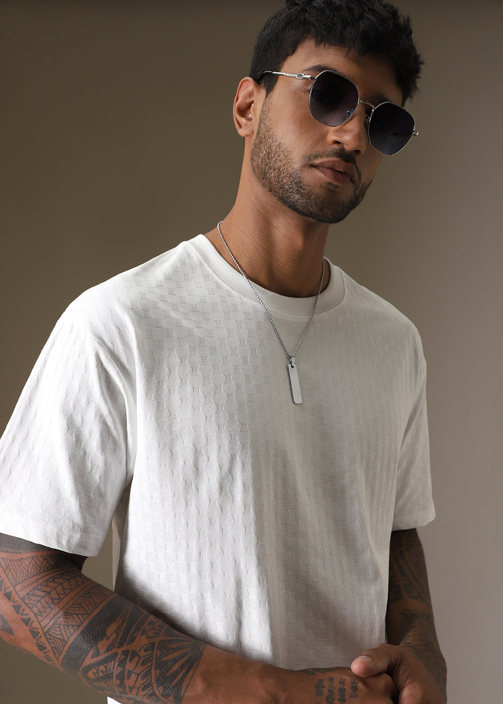 White Texture Oversized T-shirt