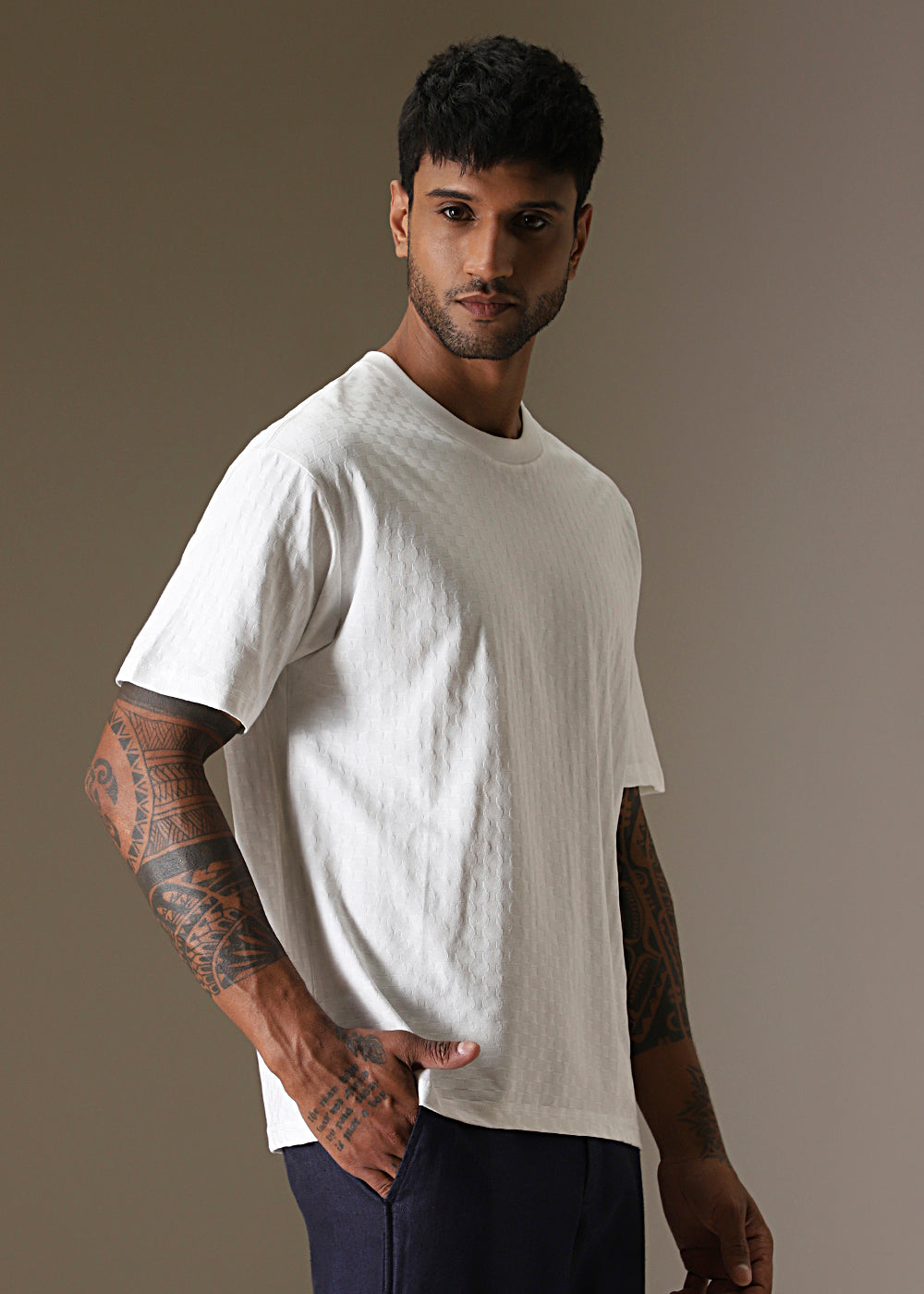 White Texture Oversized T-shirt