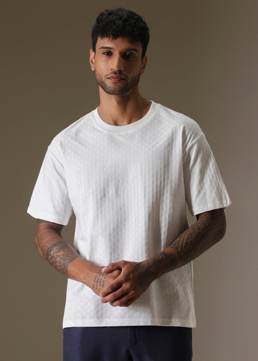 White Texture Oversized T-shirt