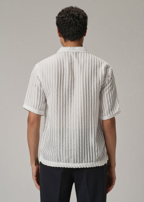 White Clip Jacquard Stripe Shirt