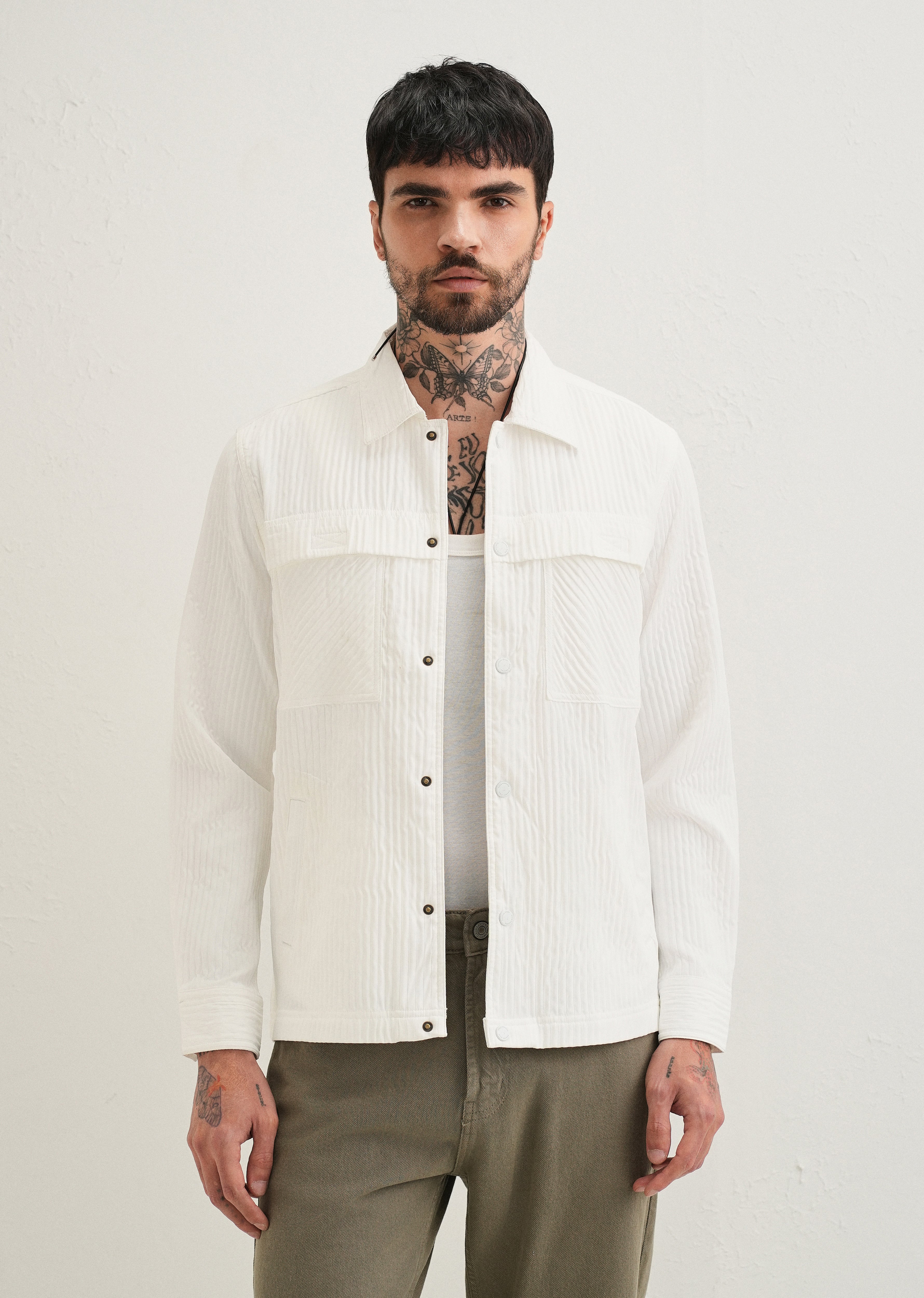 White Textured Utility Shacket