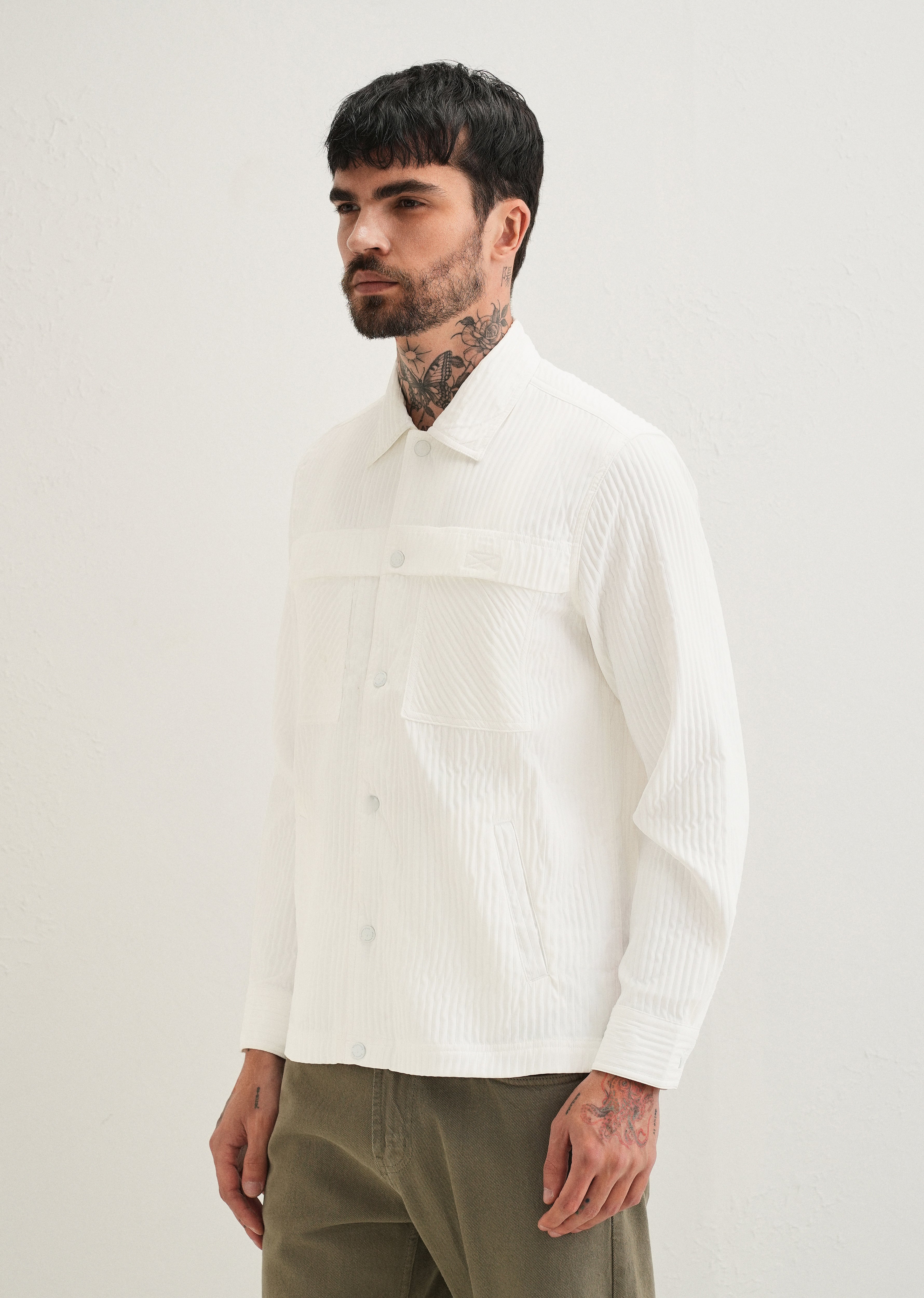 White Textured Utility Shacket