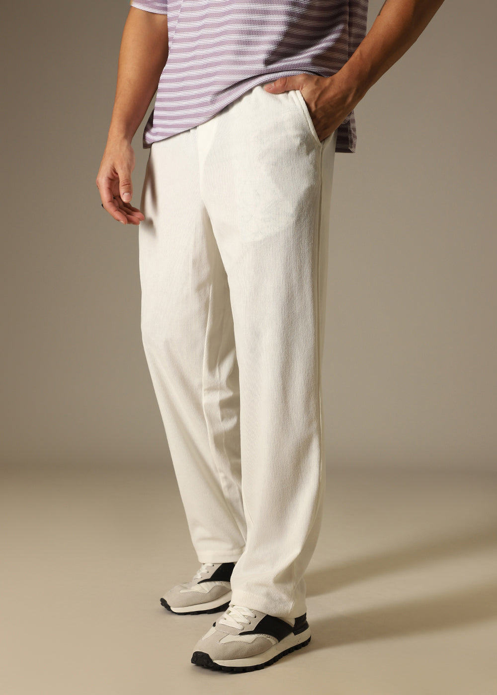 White Thin Corduroy Pant