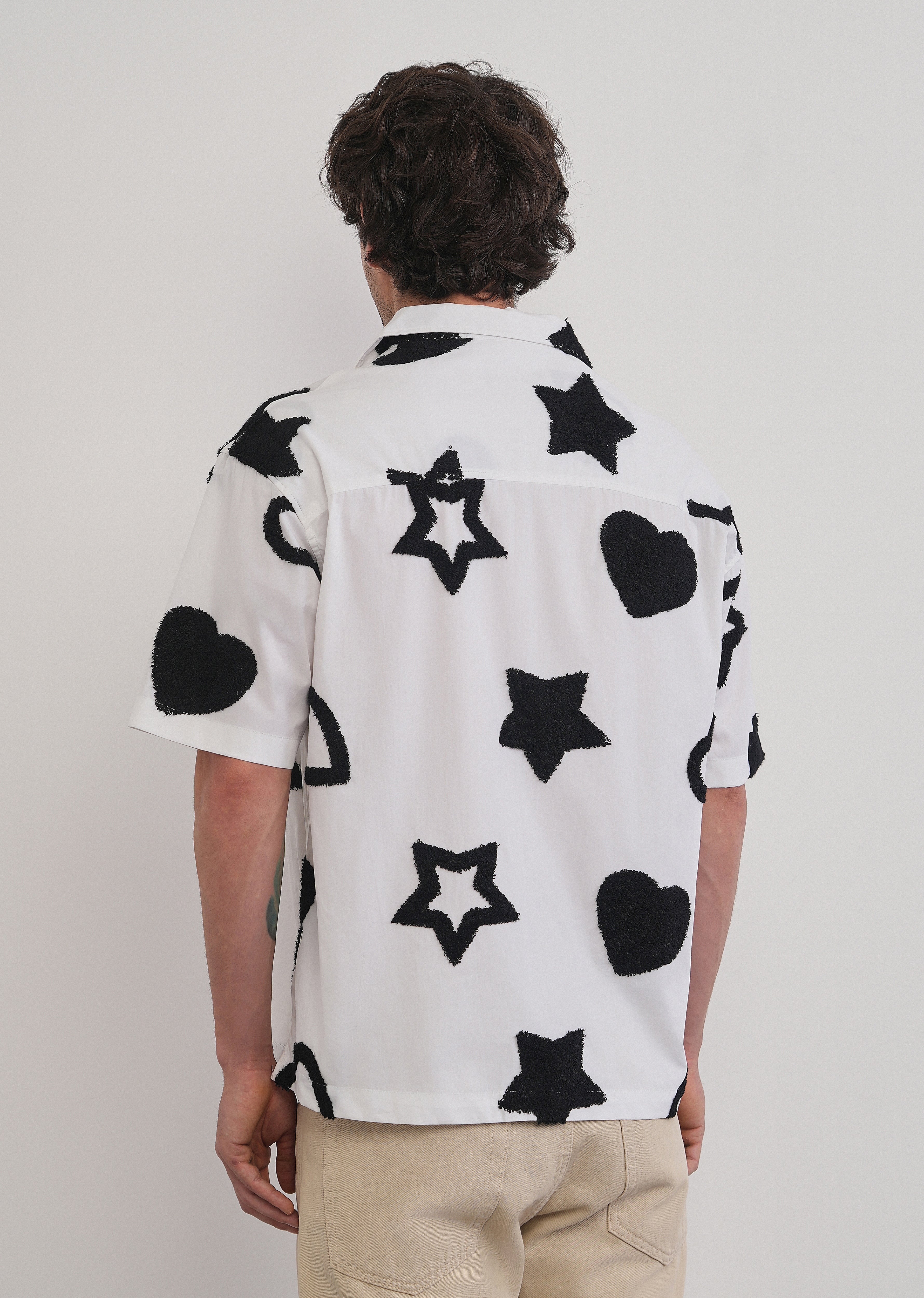 White Tufted Star Pattern Shirt