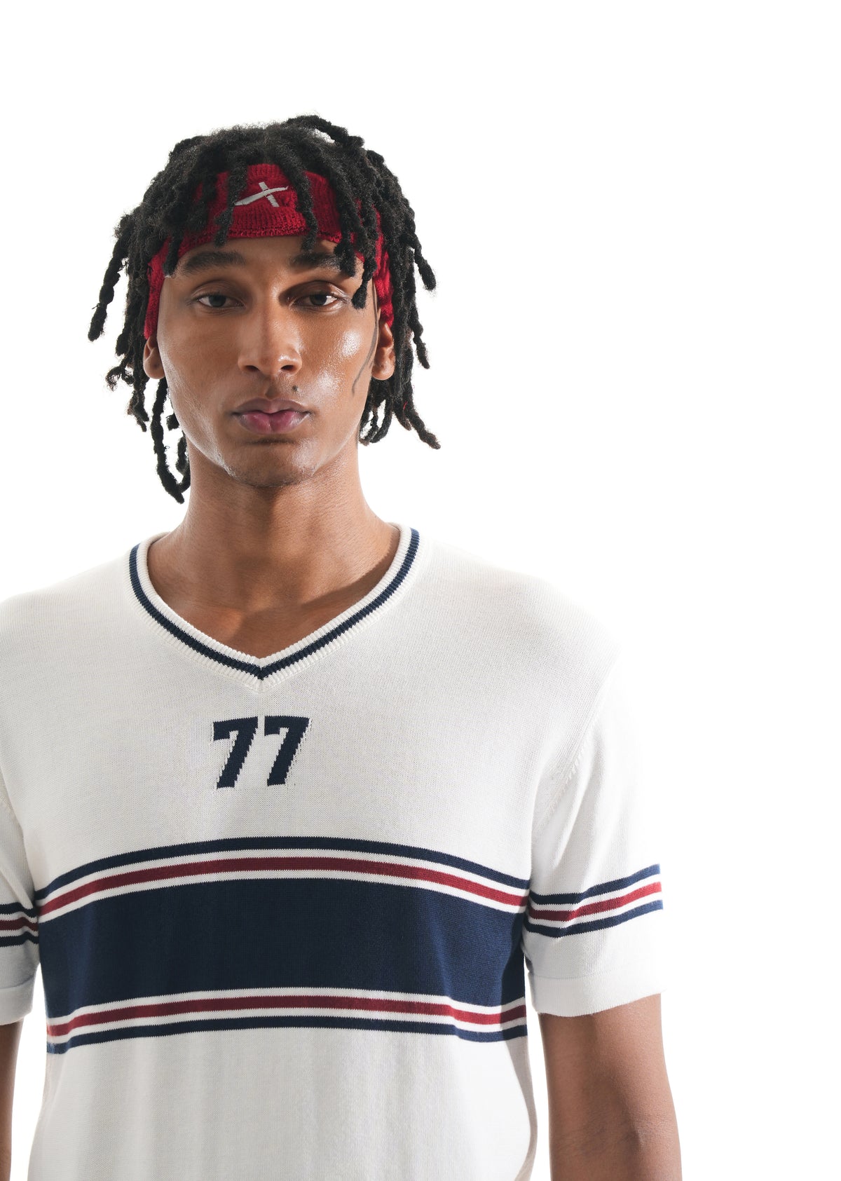 White Varsity Jacquard Knit T-shirt