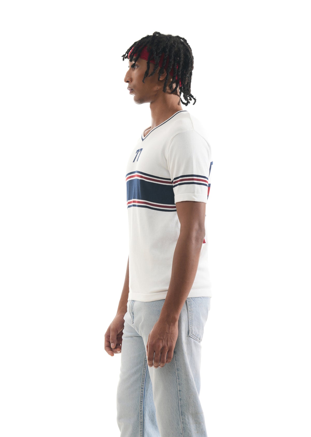White Varsity Jacquard Knit T-shirt
