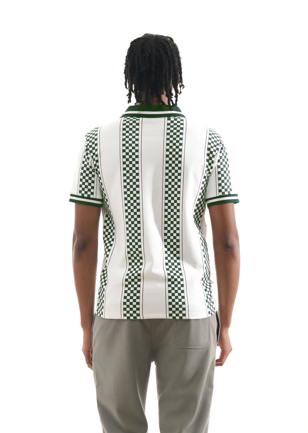 White Varsity V-Neck Polo