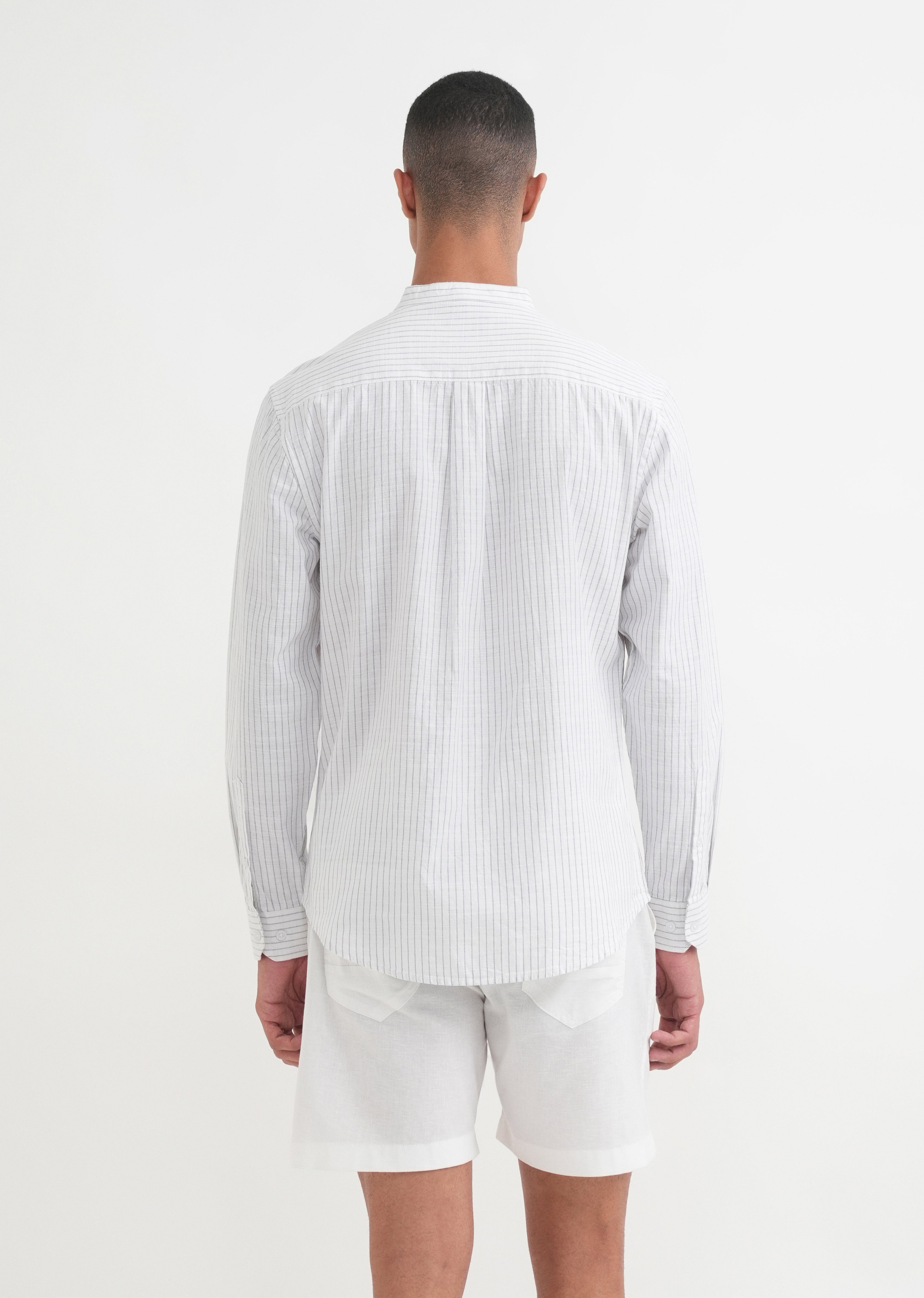 White Vertical Striped Cotton Shirt
