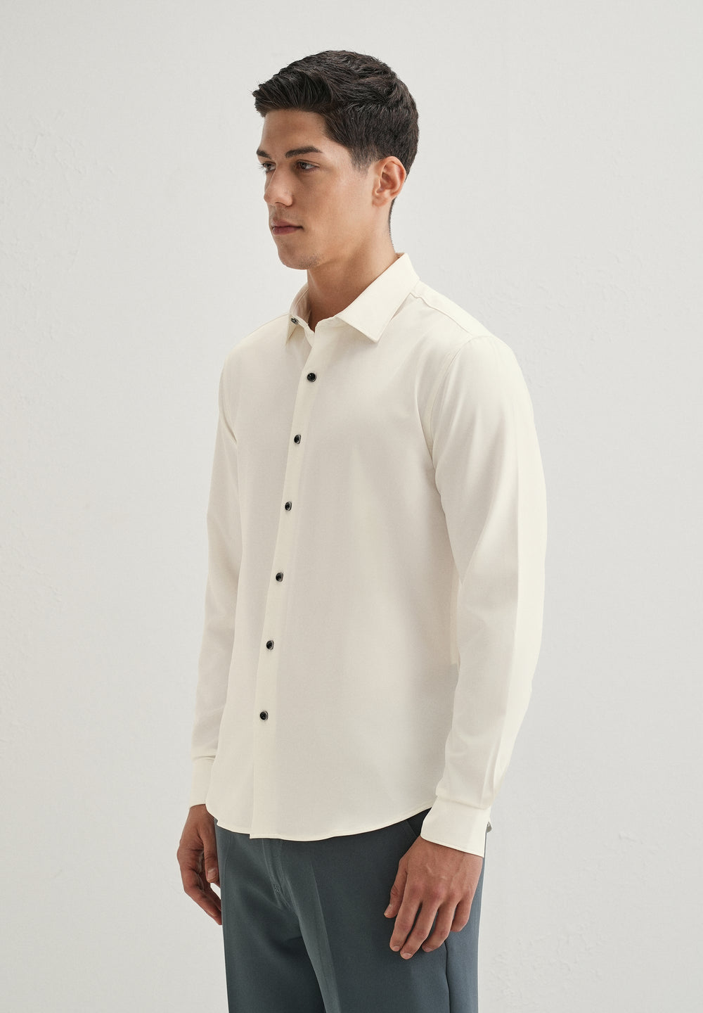 White Wrinkle Free Plain Shirt