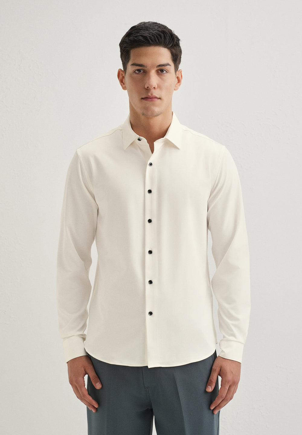 White Wrinkle Free Plain Shirt
