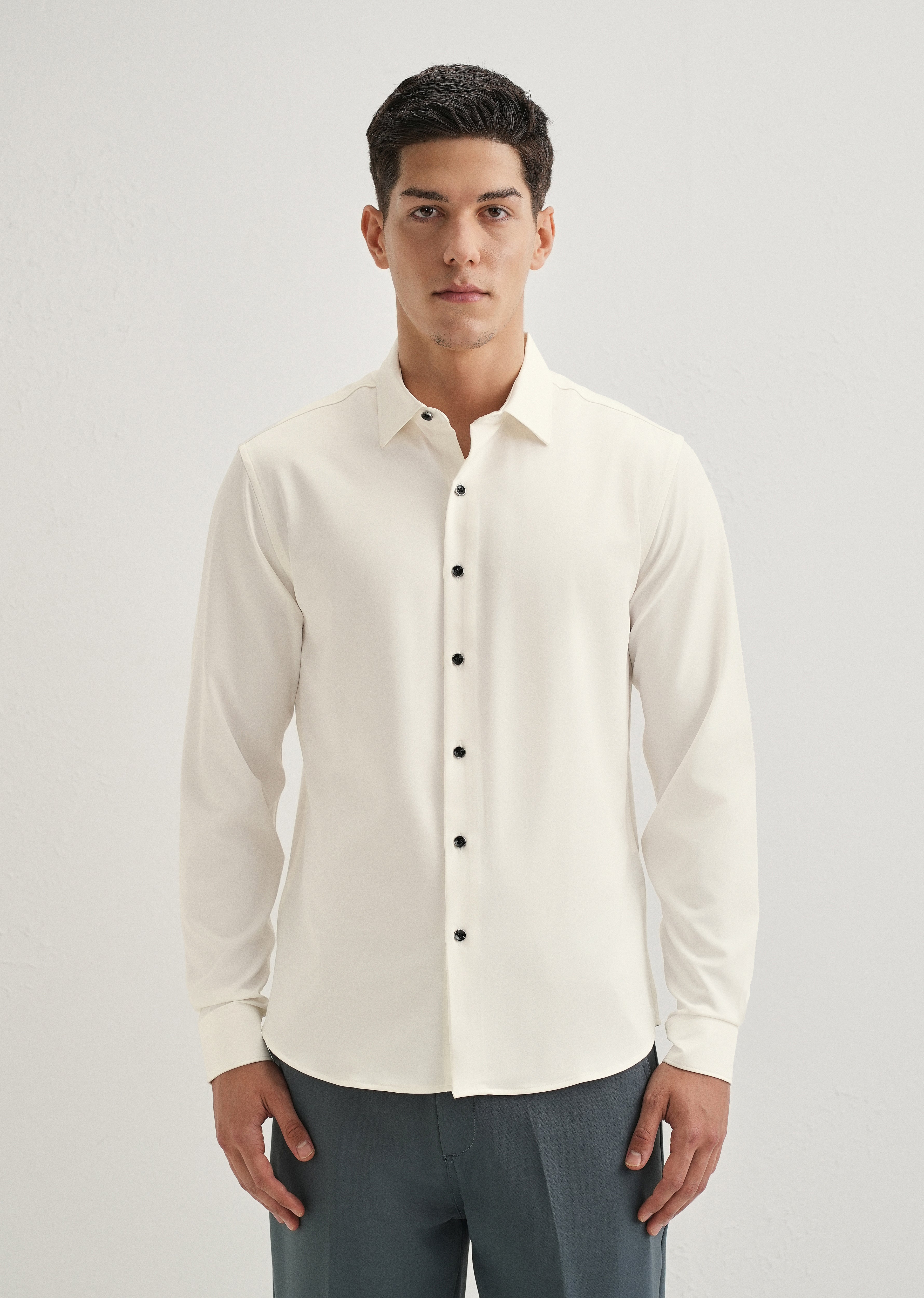 White Wrinkle Free Stitchless Placket Shirt