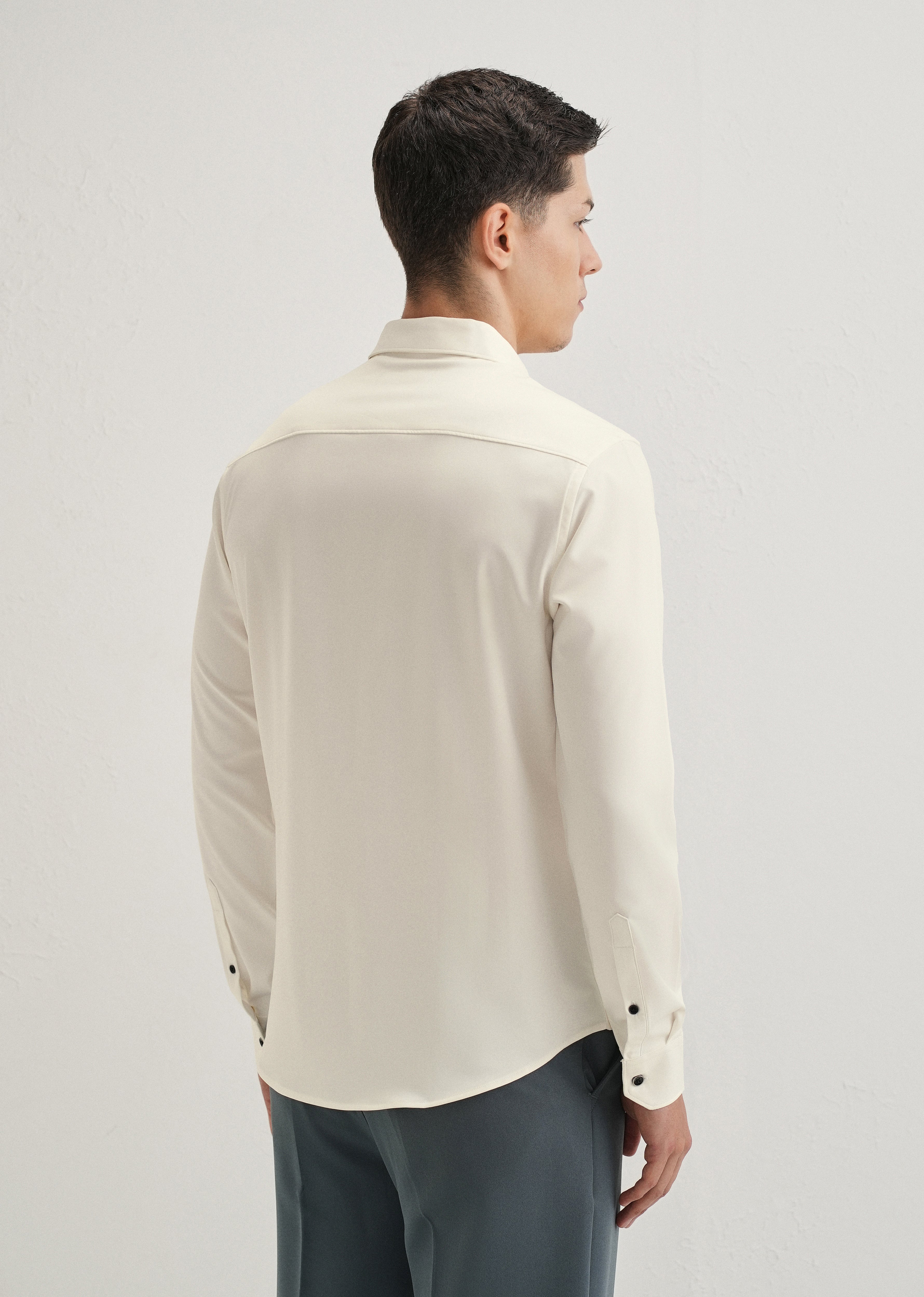White Wrinkle Free Stitchless Placket Shirt