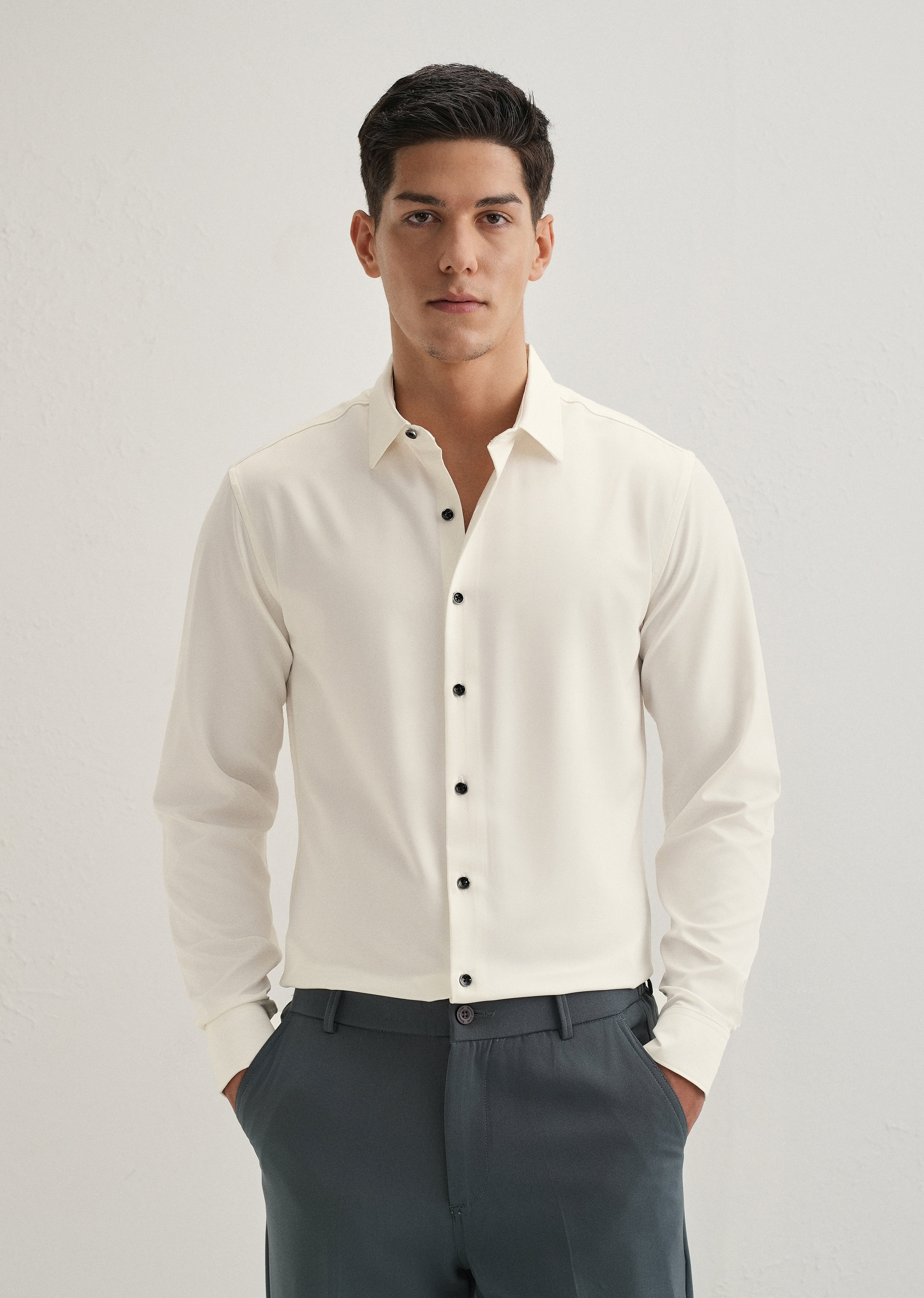 White Wrinkle Free Stitchless Placket Shirt