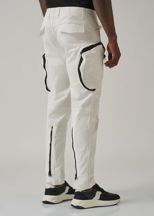 White Zipper Cargo Pant
