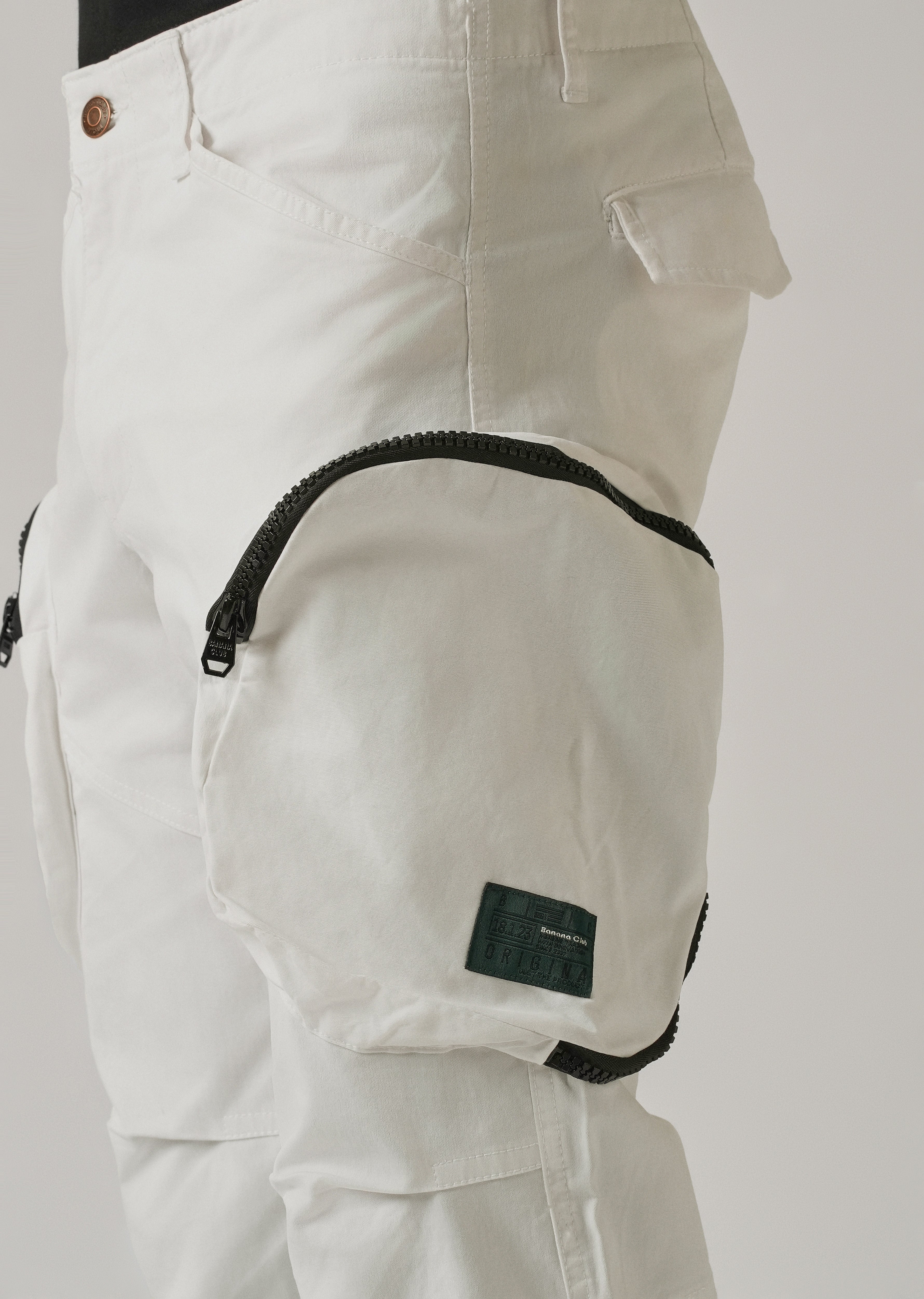 White Zipper Cargo Pant