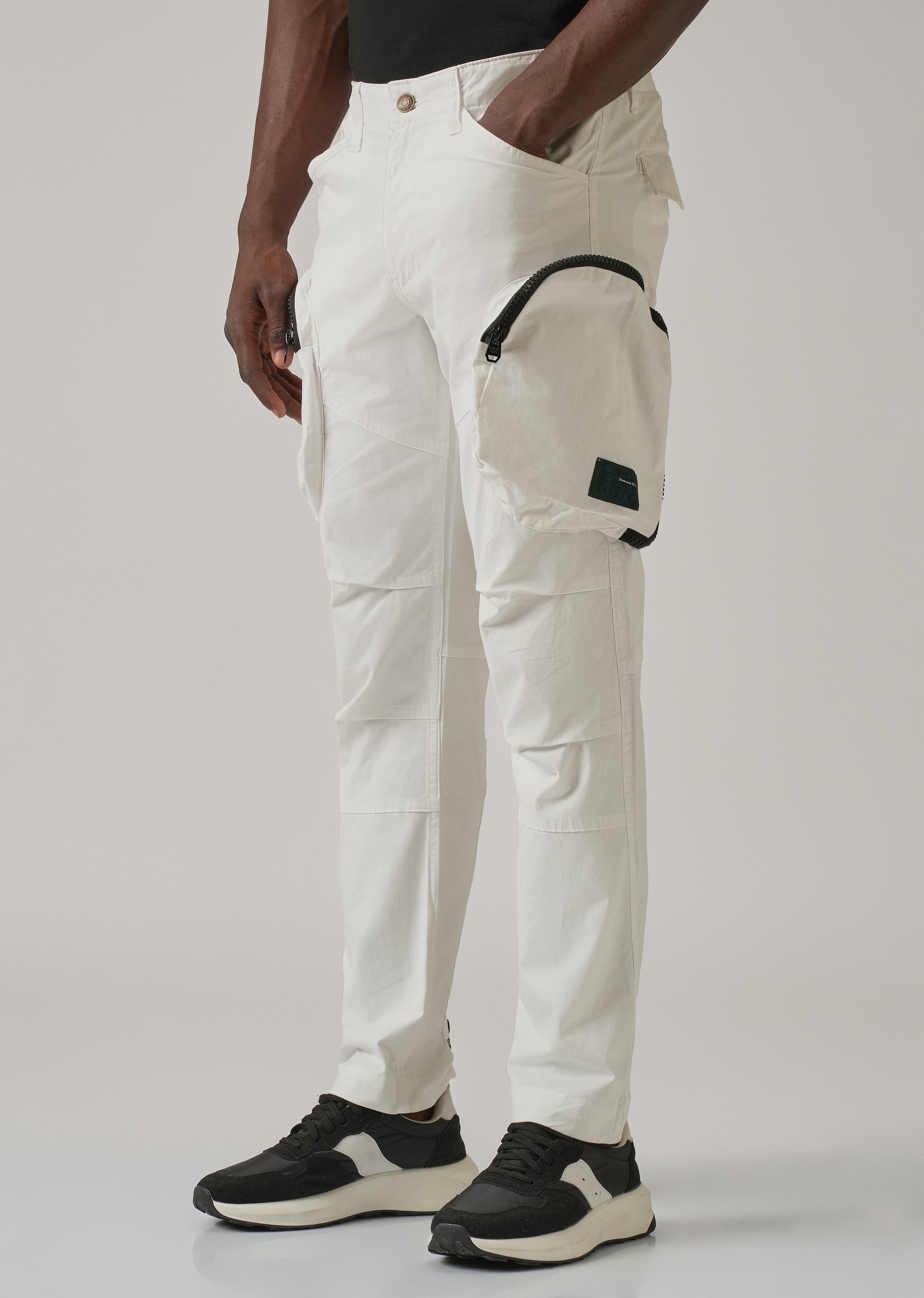 White Zipper Cargo Pant