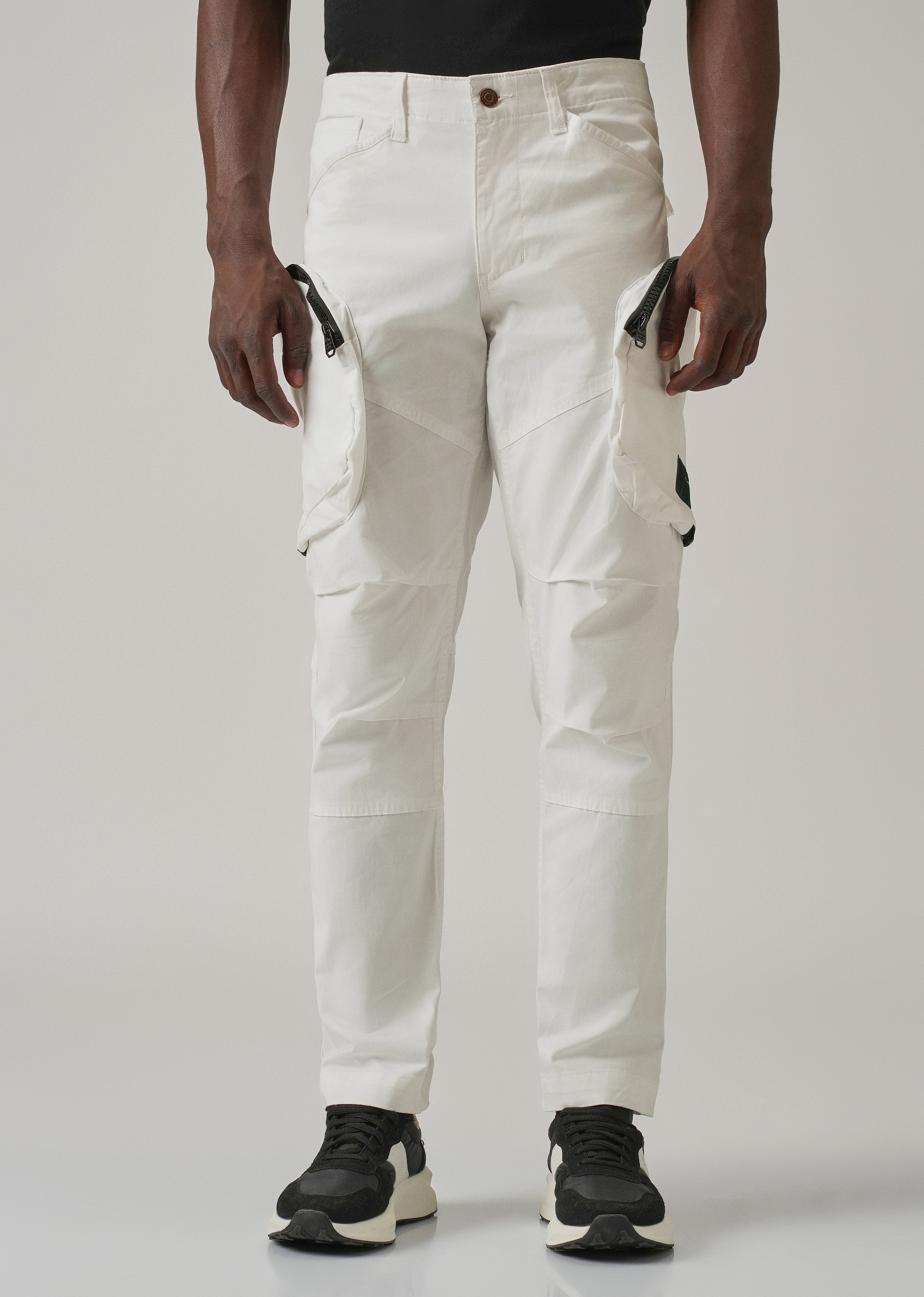 White Zipper Cargo Pant