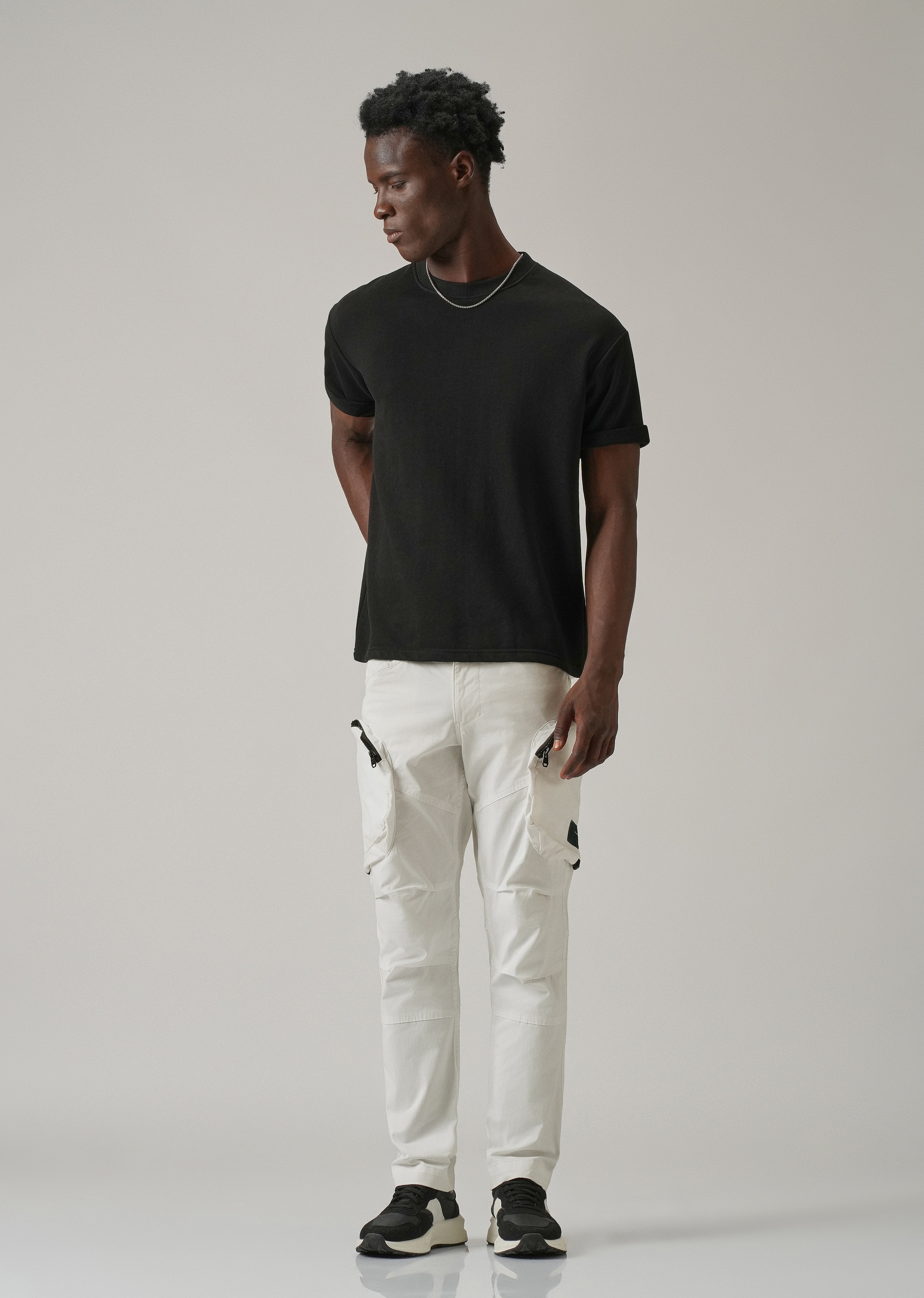 White Zipper Cargo Pant