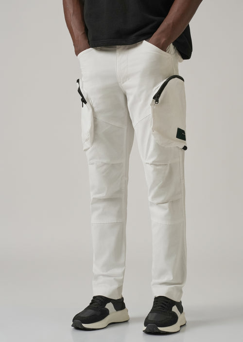 White Zipper Cargo Pant