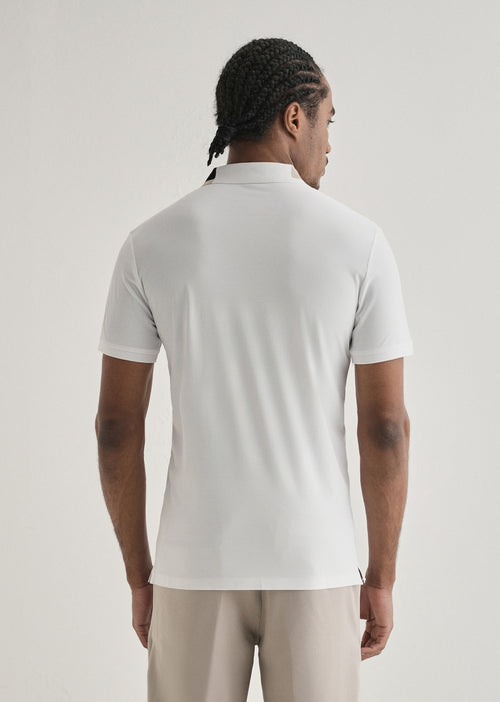 White Zipper Polo Collar Seamless T-shirt