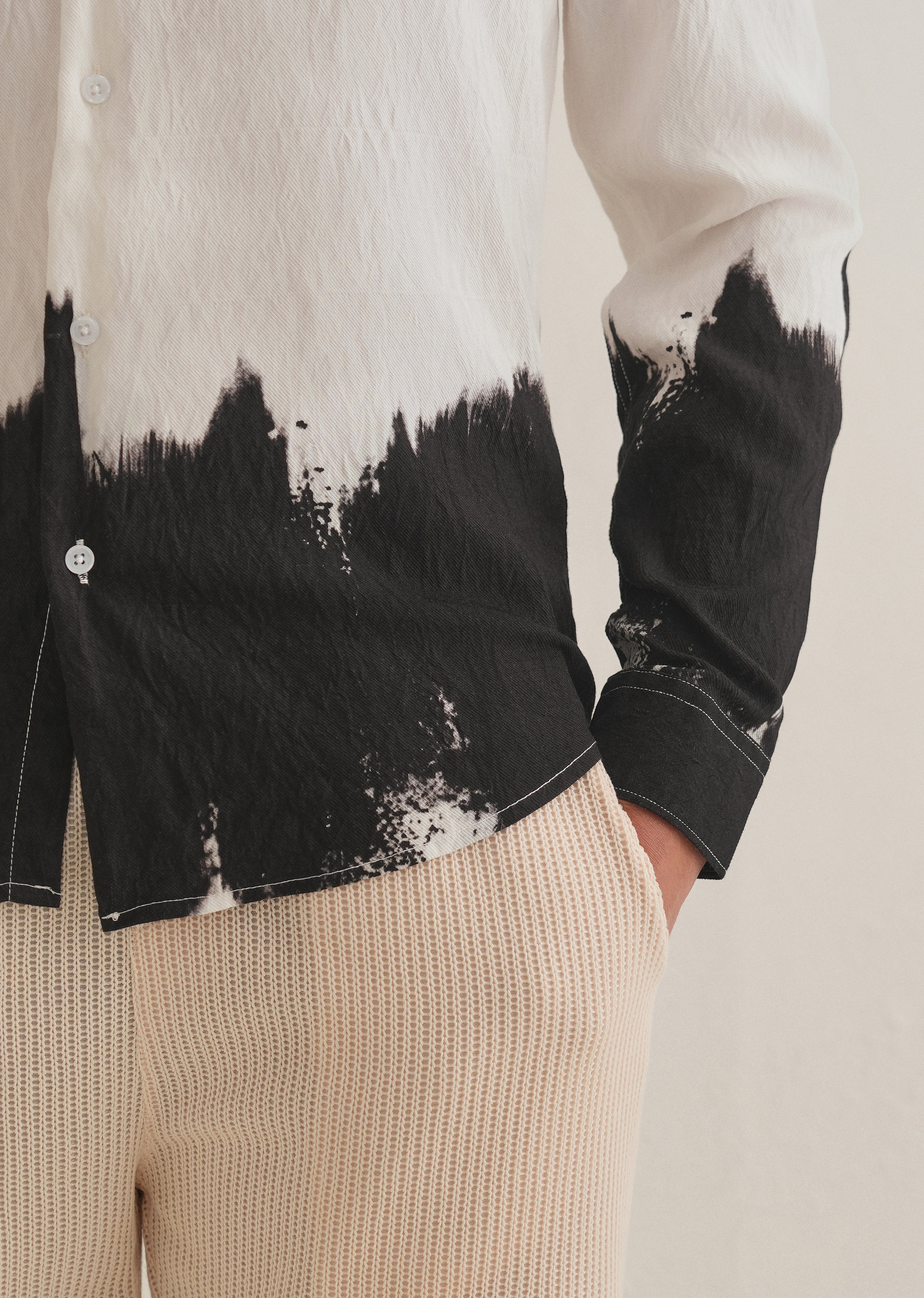 White & Black Dip-Dyed Shirt