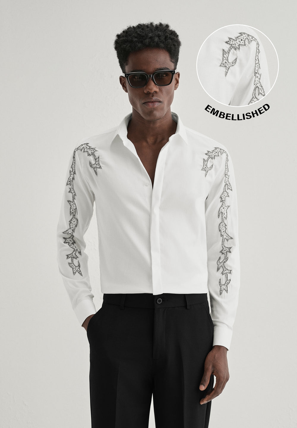 White Embellished Designer Shirt
