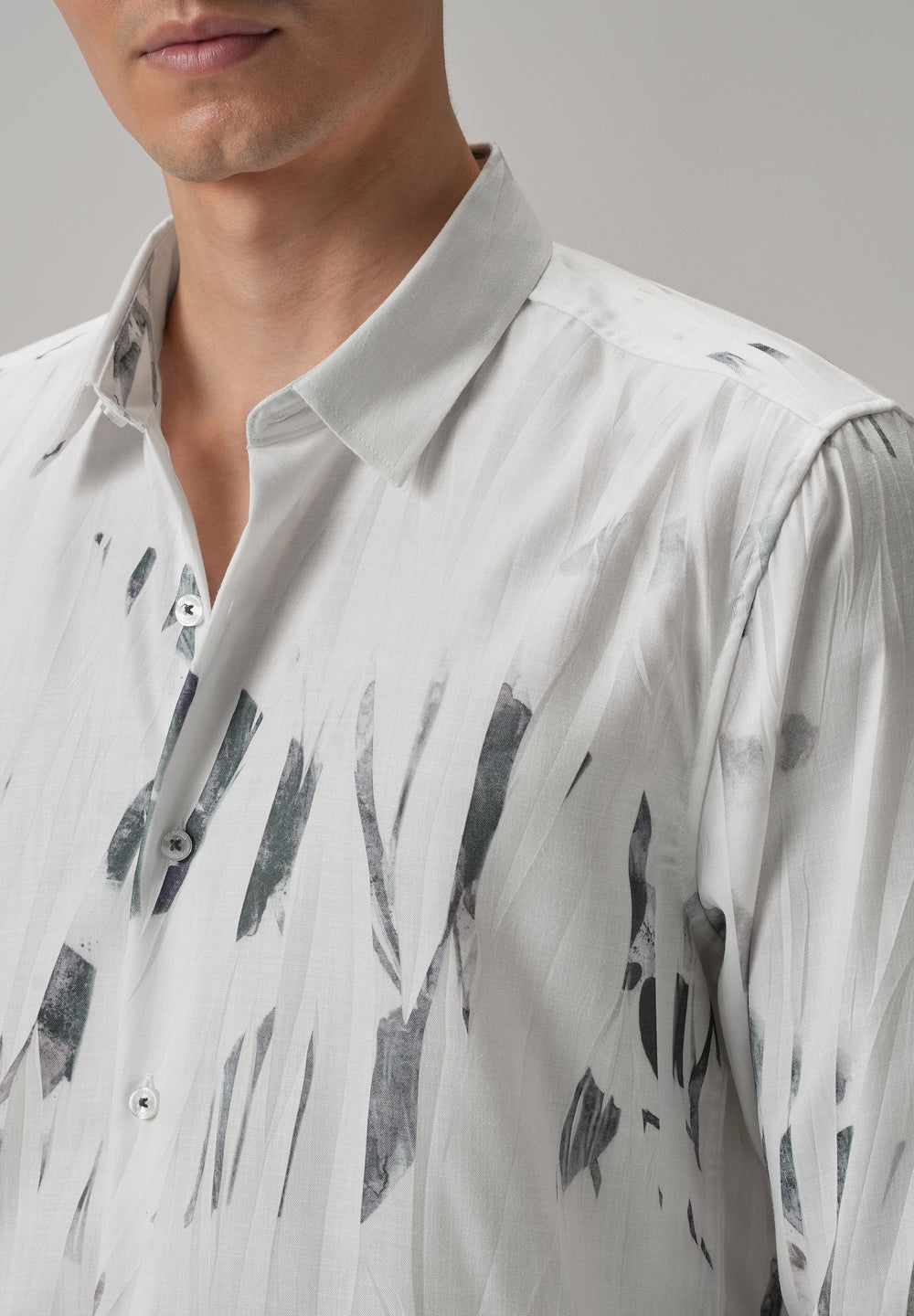 White & Grey Printed Shirt