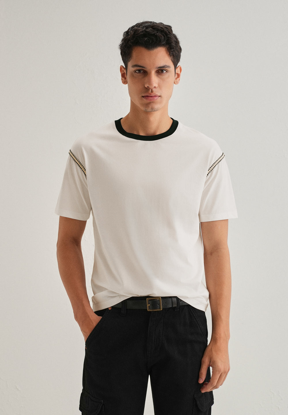 White Lace Applique T-shirt