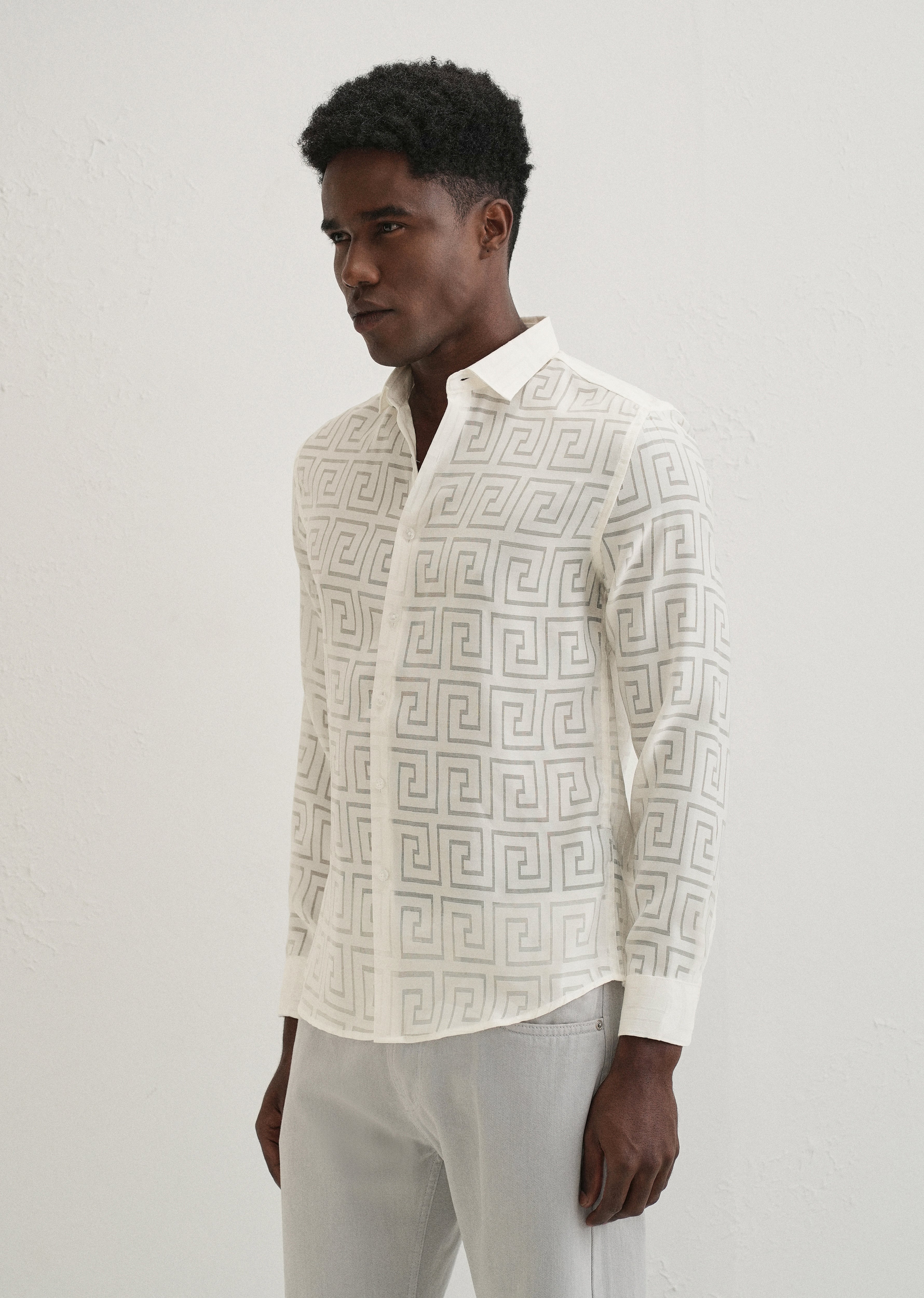White Laser Cut Shirt